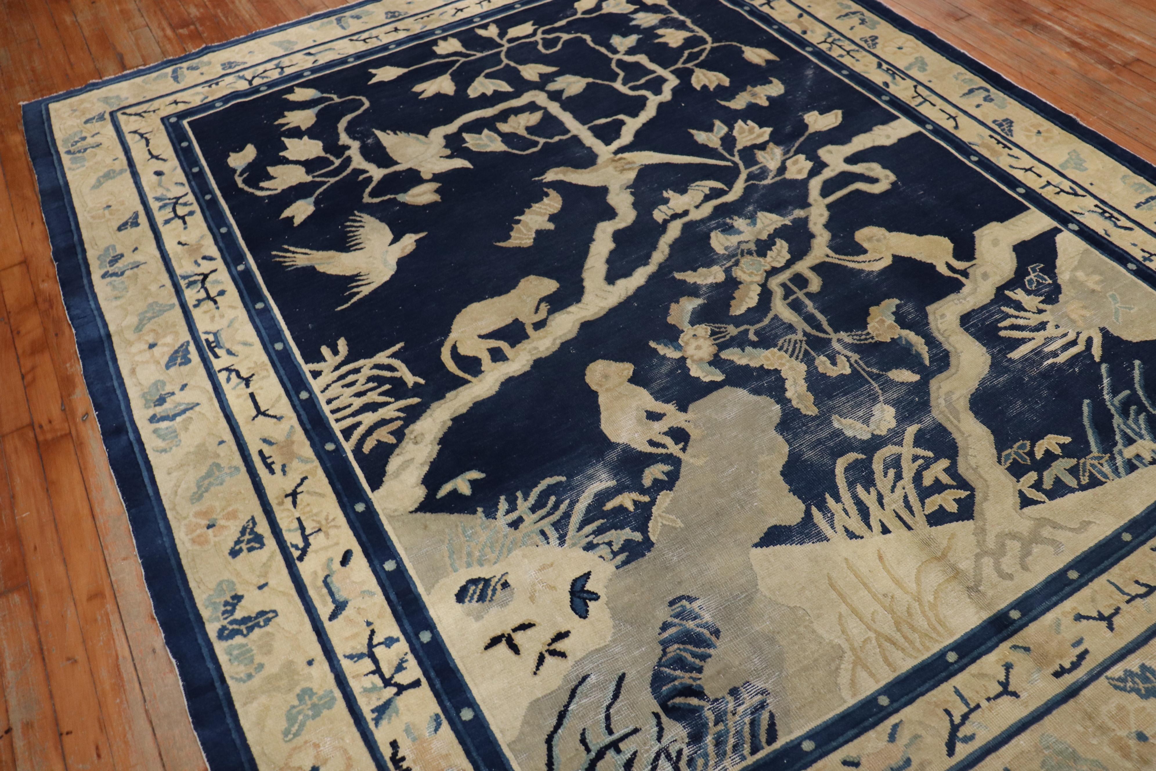 Bildhauerischer chinesischer Teppich mit Affenmotiv aus dem 19. Jahrhundert (Expressionismus) im Angebot