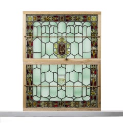 19th Century Monogram Stained Glass Panel From Locko Park Derbyshire