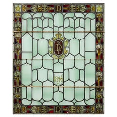 Used 19th Century Monogram Stained Glass Panel From Locko Park Derbyshire