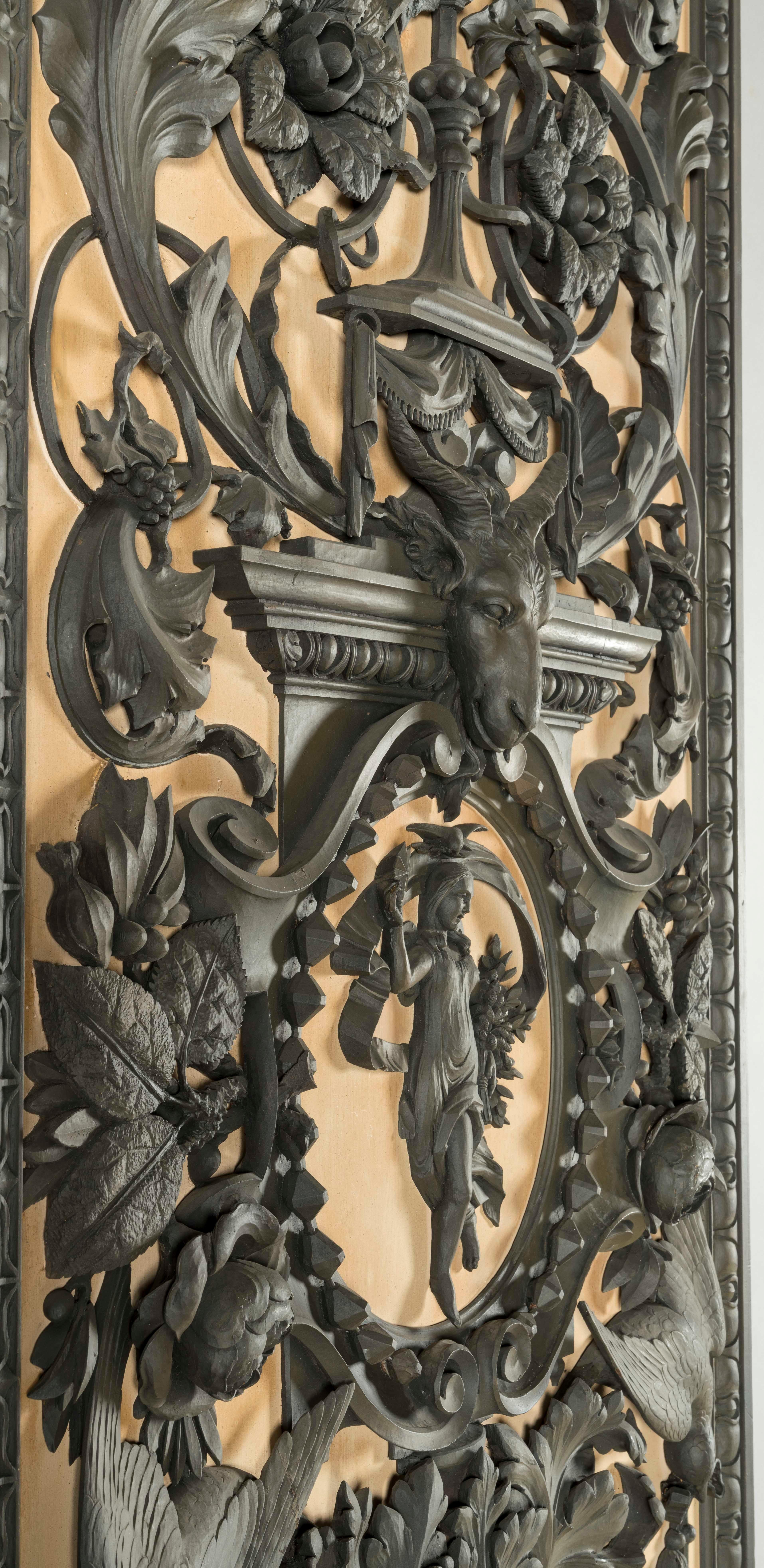 Panneaux monumentaux de boiserie sculptés du 19ème siècle provenant de Lartington Hall en vente 6