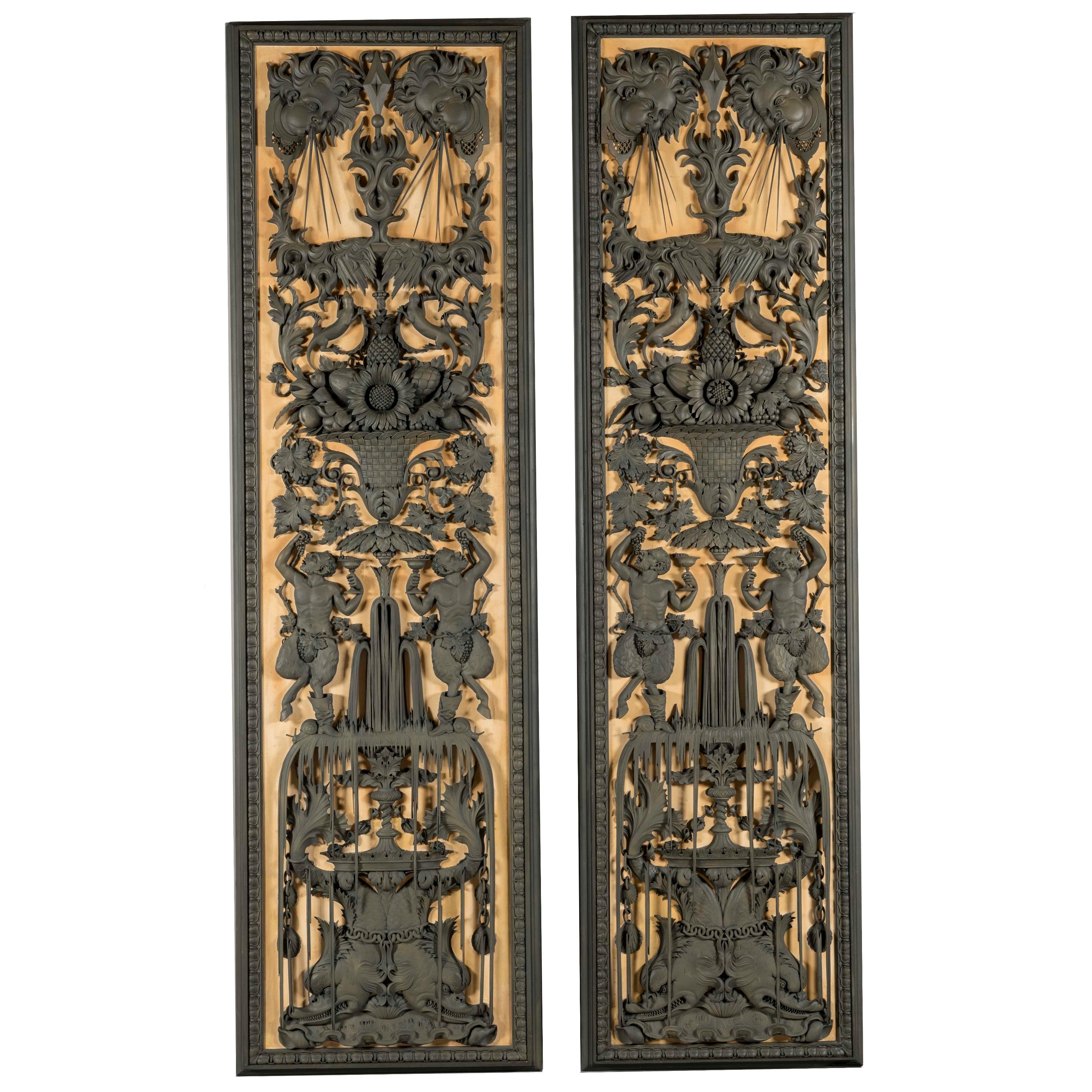 Panneaux monumentaux de boiserie sculptés du 19ème siècle provenant de Lartington Hall en vente 2