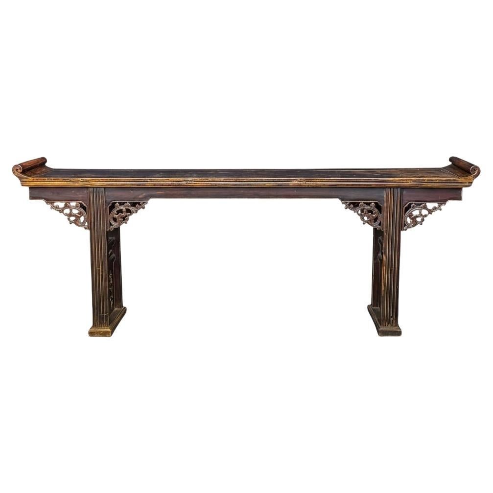 19th Century Monumental Carved Elmwood Chinese Altar Or Console Table