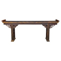 19th Century Monumental Carved Elmwood Chinese Altar Or Console Table