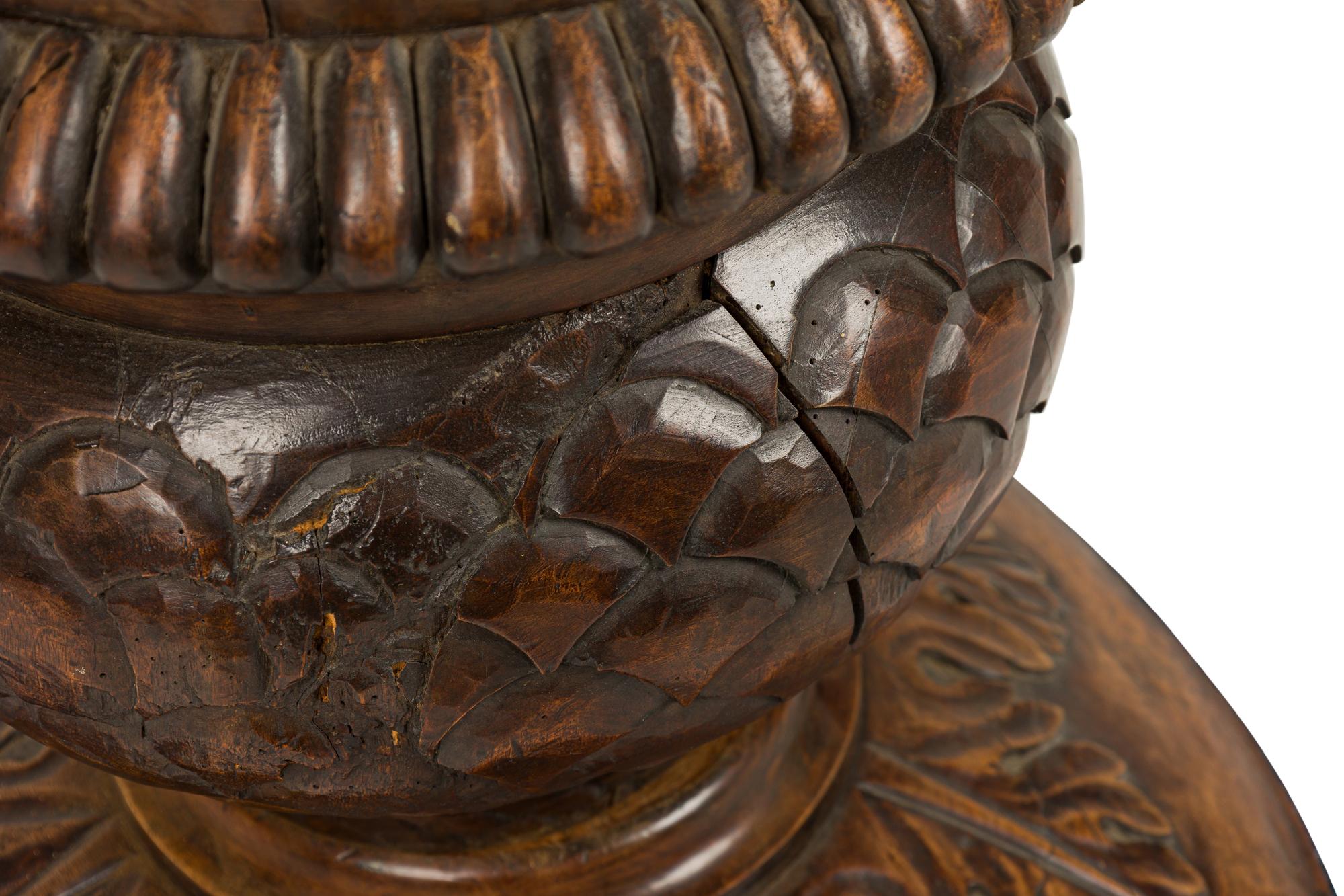 19th Century Monumental Continental Carved Wood Jardinière Garden Planter For Sale 6