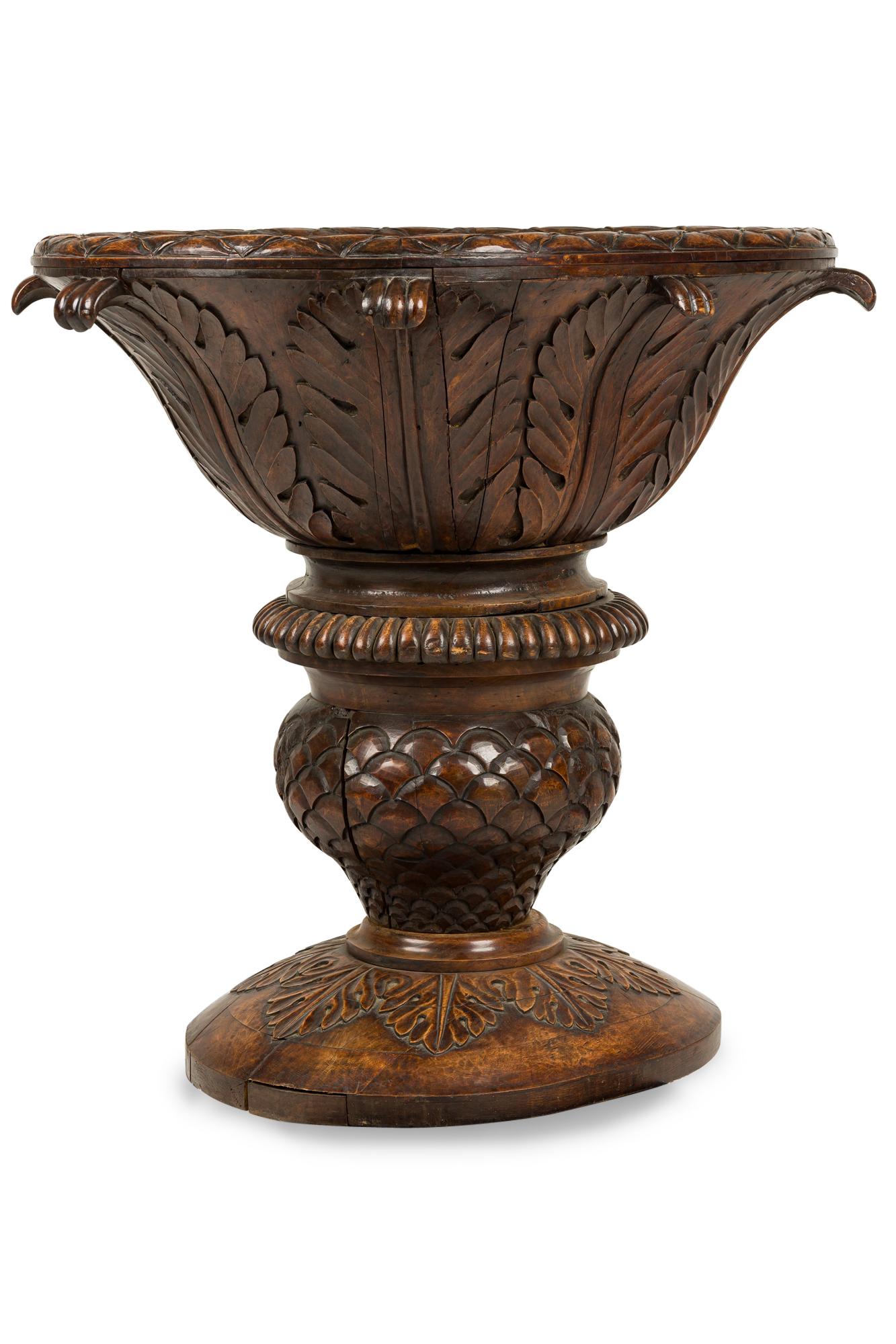 19th Century Monumental Continental Carved Wood Jardinière Garden Planter In Good Condition For Sale In Queens, NY