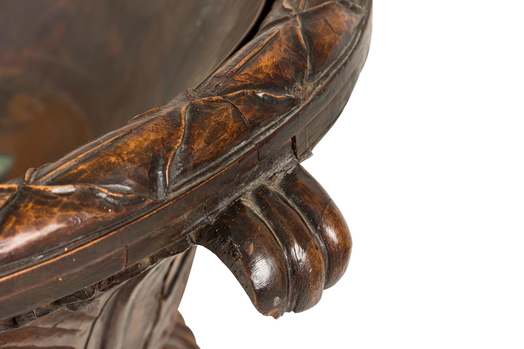 19th Century Monumental Continental Carved Wood Jardinière Garden Planter For Sale 4