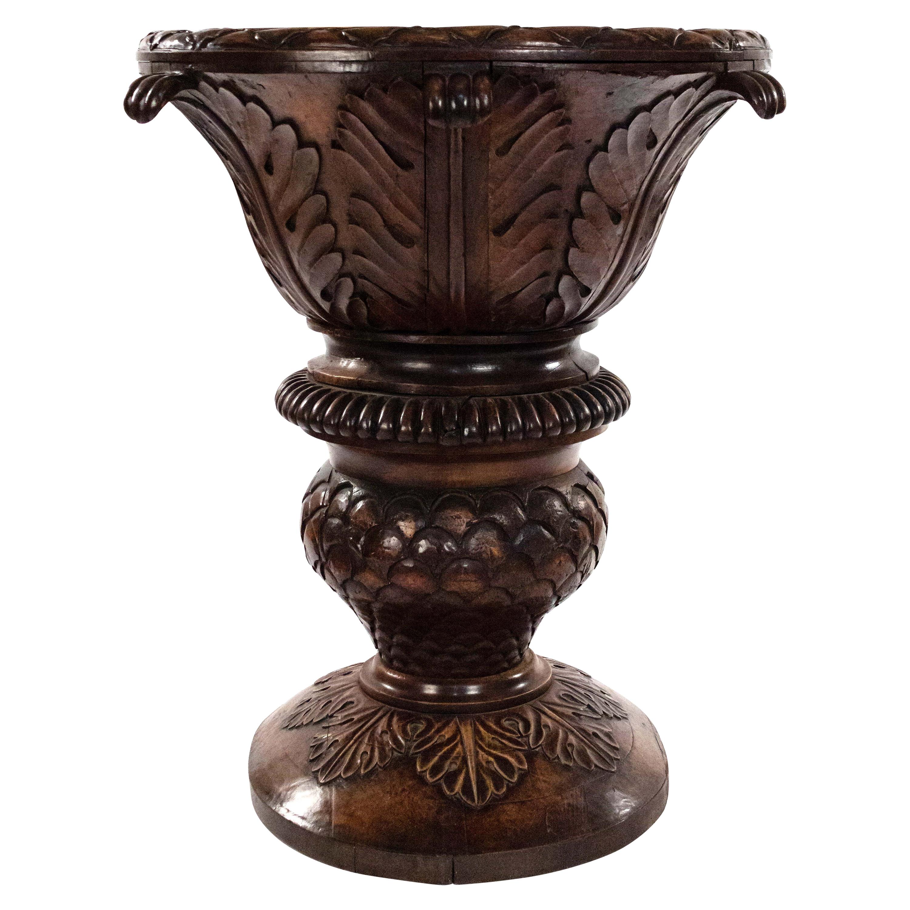 19th Century Monumental Continental Carved Wood Jardinière Garden Planter For Sale
