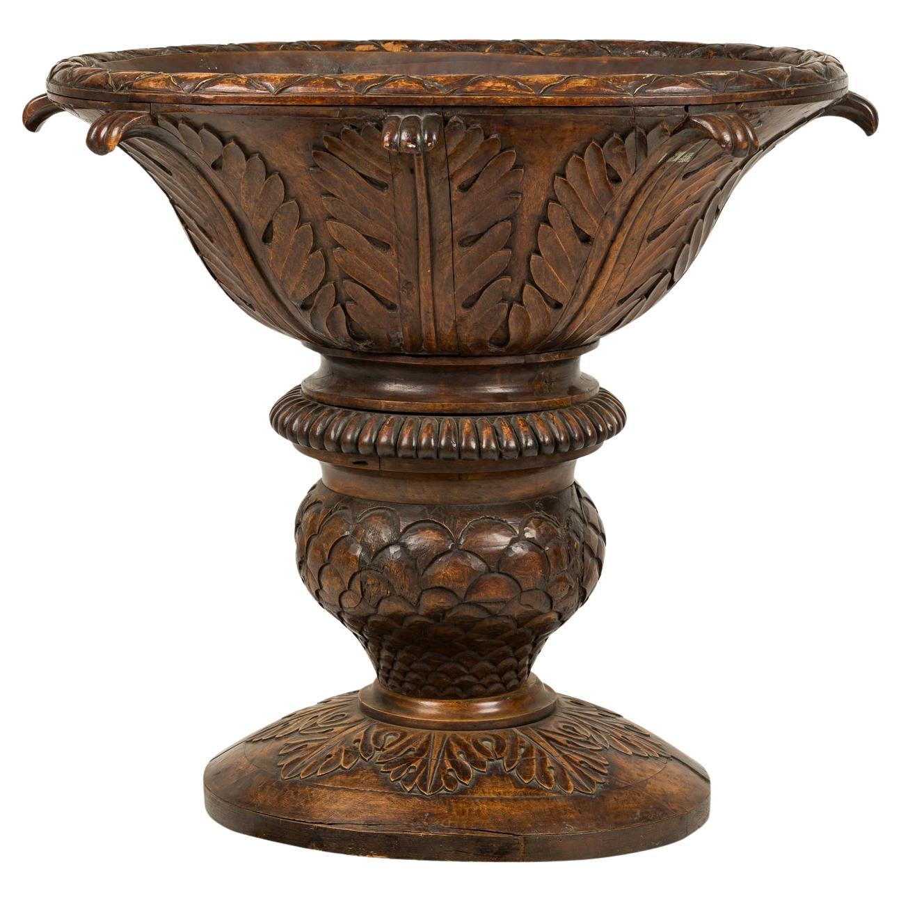 19th Century Monumental Continental Carved Wood Jardinière Garden Planter