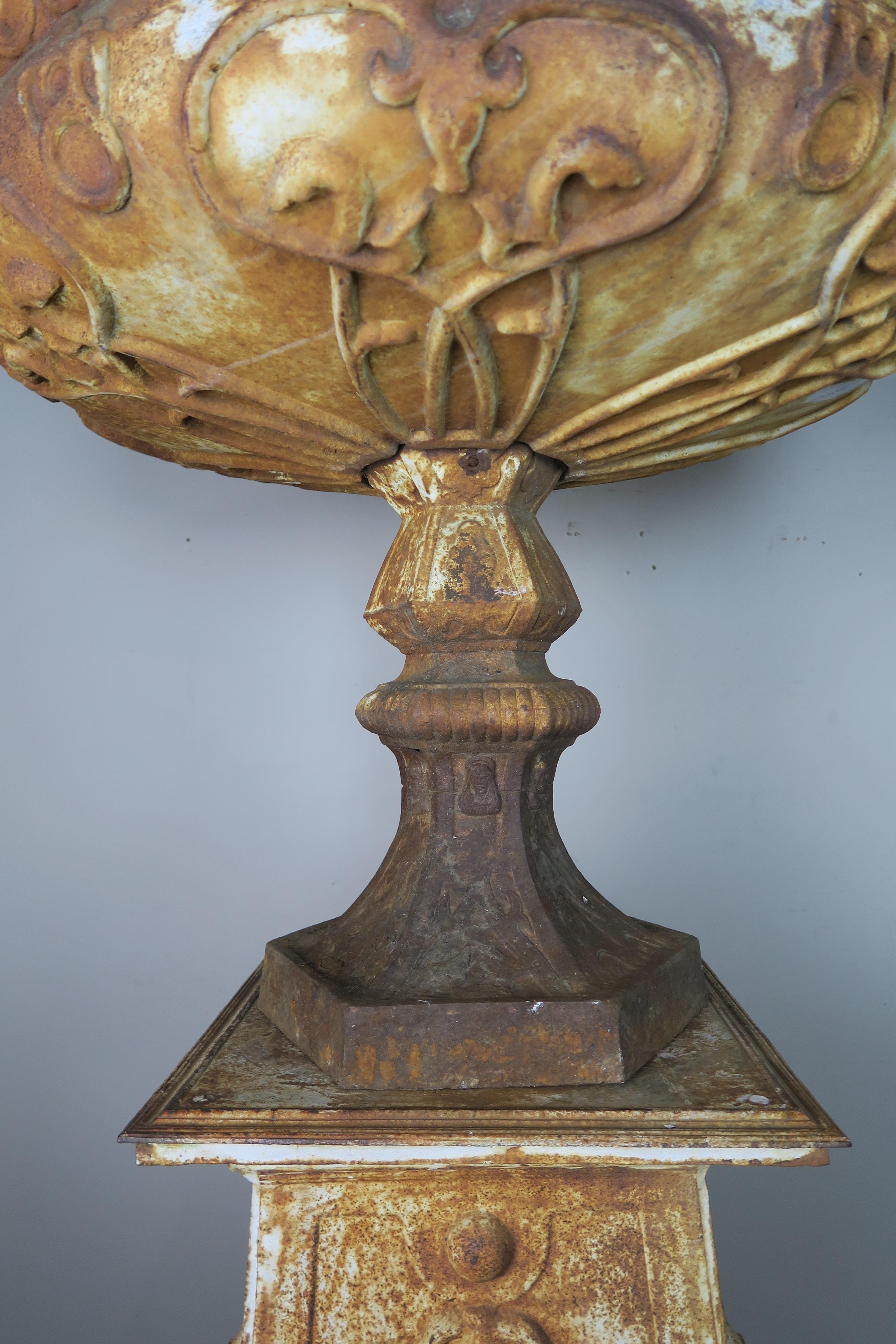 19th Century Monumental French Cast Iron Urns on Bases 1