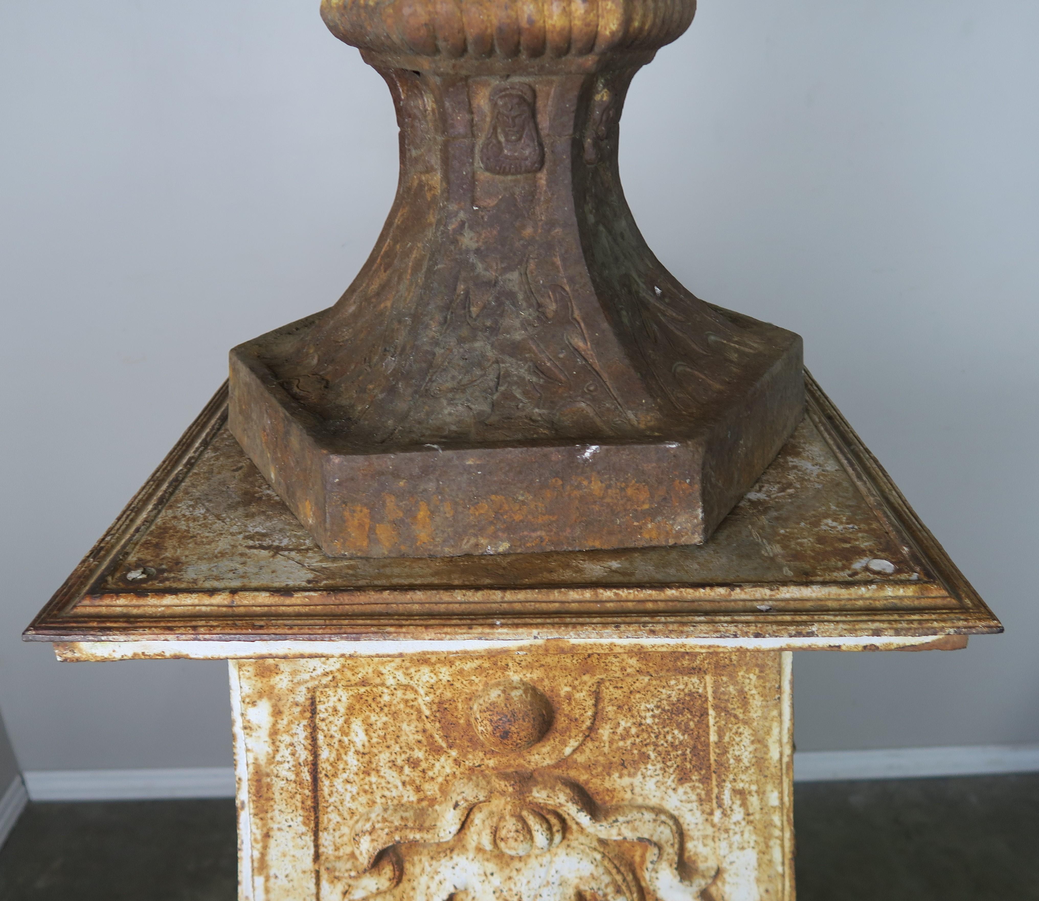 19th Century Monumental French Cast Iron Urns on Bases 2