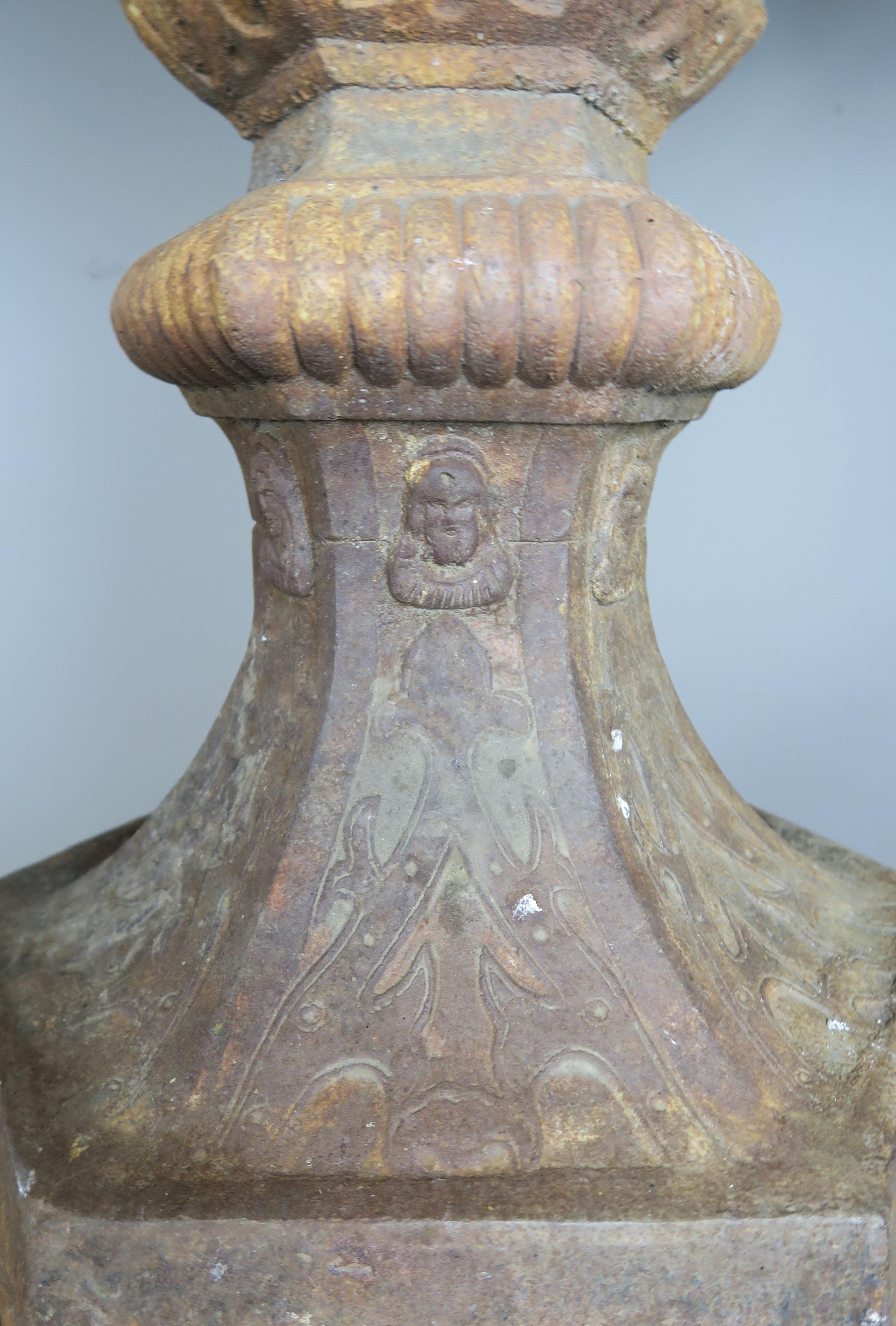 19th Century Monumental French Cast Iron Urns on Bases 4