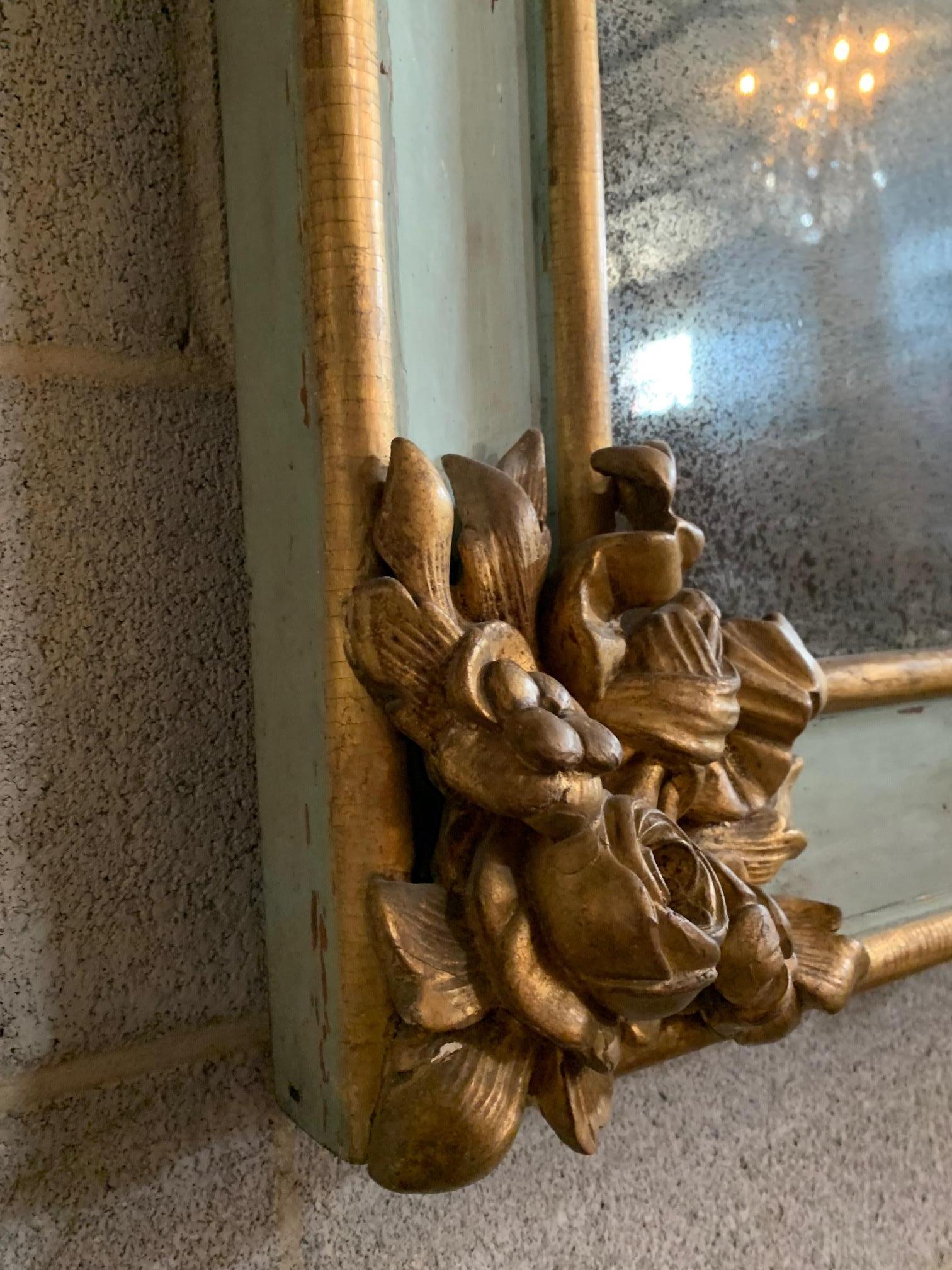 miroir monumental français du 19ème siècle Napoléon III sculpté et peint & Parcel doré en vente 7