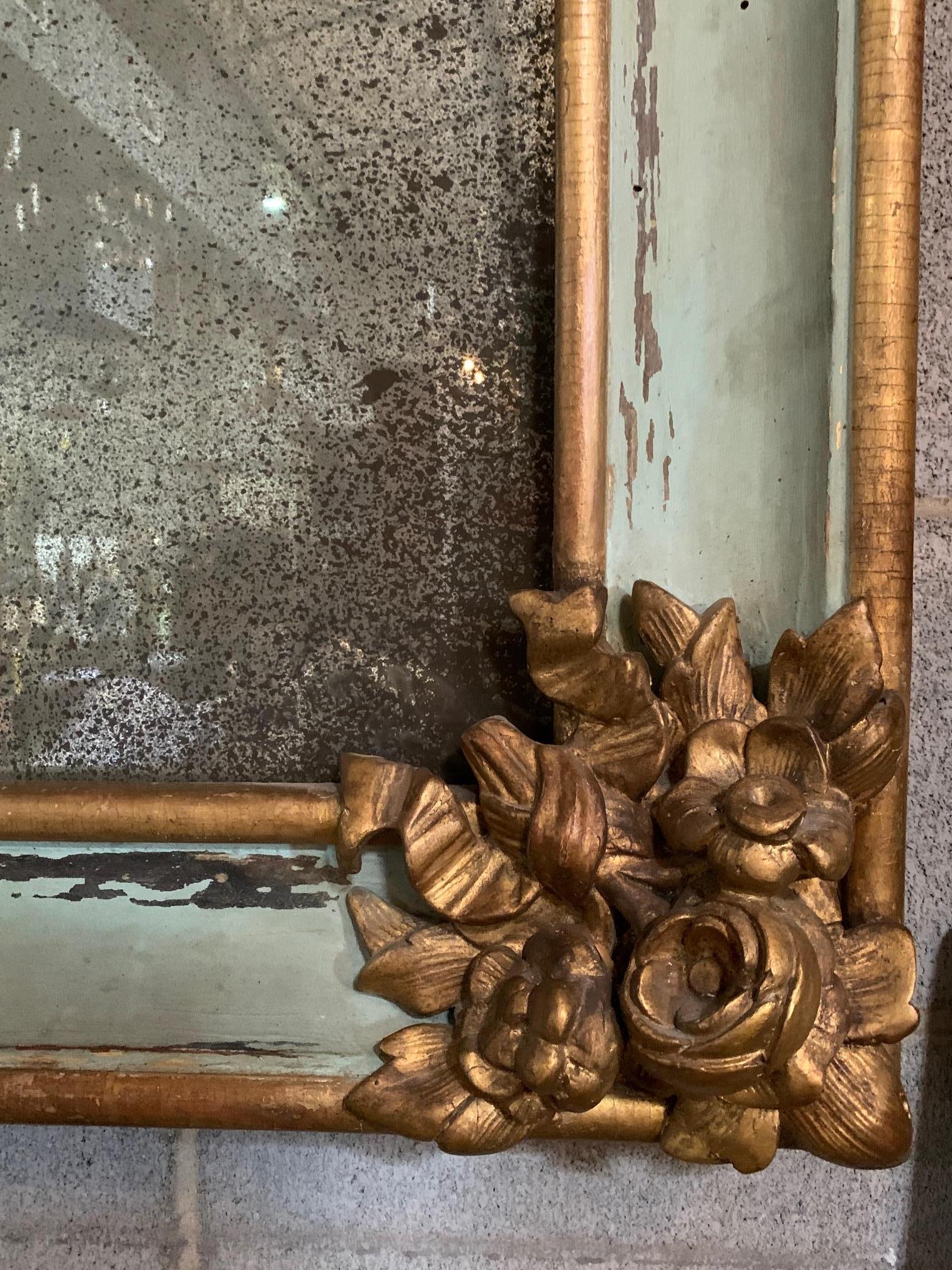 miroir monumental français du 19ème siècle Napoléon III sculpté et peint & Parcel doré en vente 10
