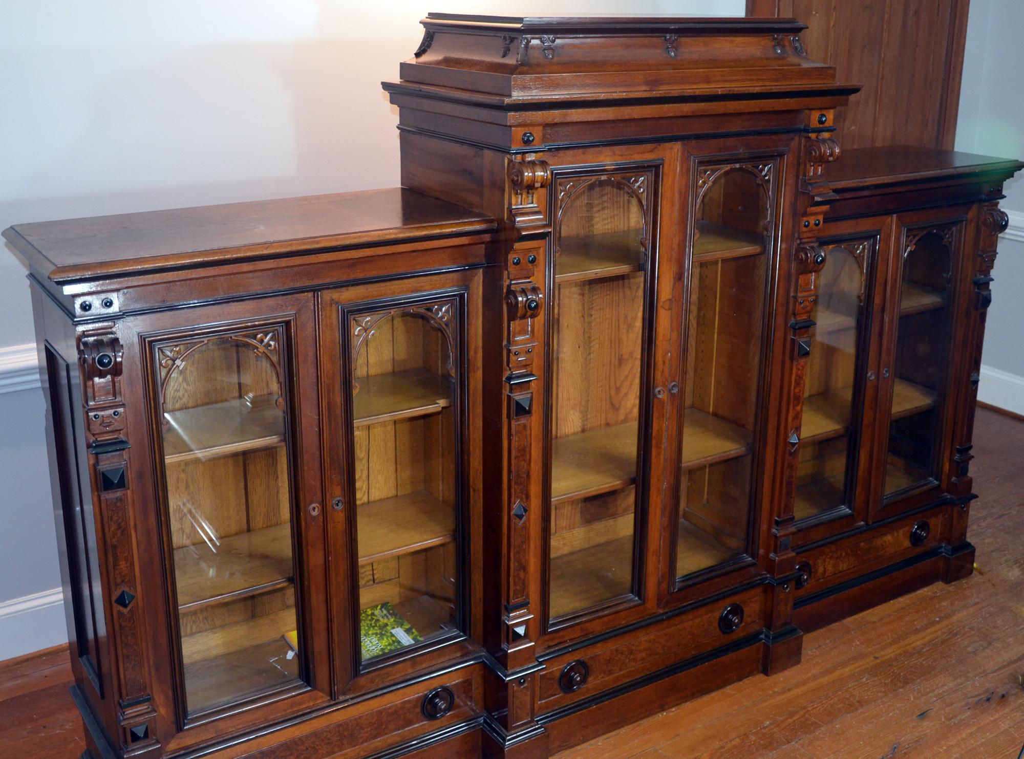 American 19th century Monumental Herter Brothers Bookcase Pair