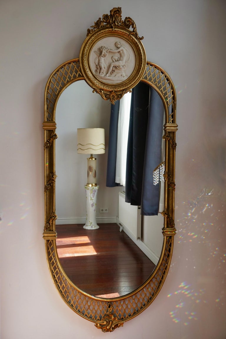 Rococo Revival 19th Century Monumental Italian Rococo Floor Mirror