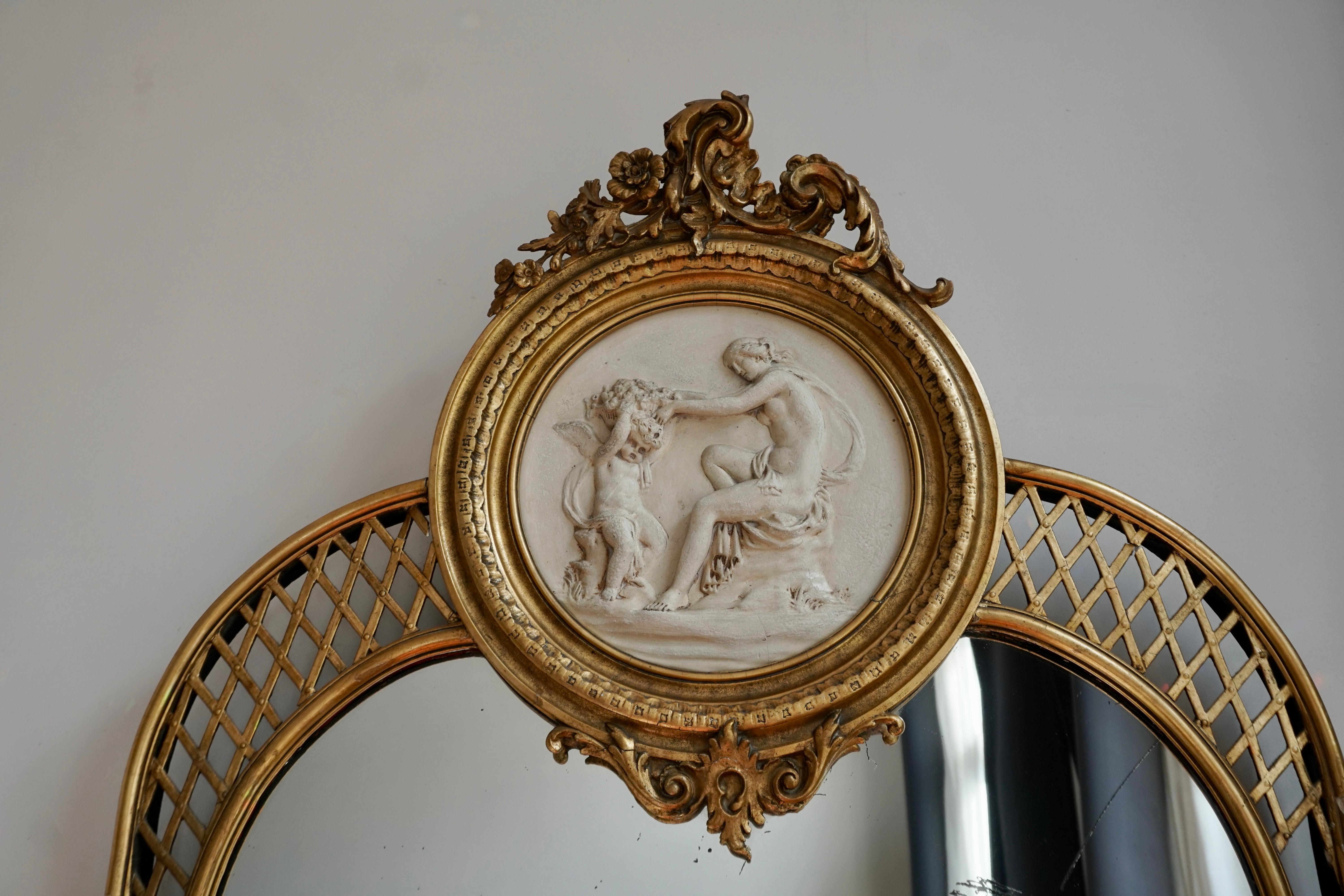 19th Century Monumental Italian Rococo Floor Mirror For Sale 1