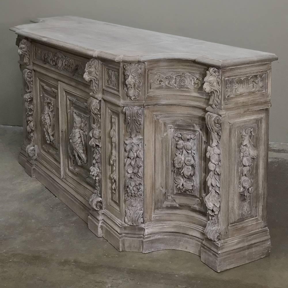 Mid-19th Century 19th Century Monumental Renaissance Stripped Oak Buffet
