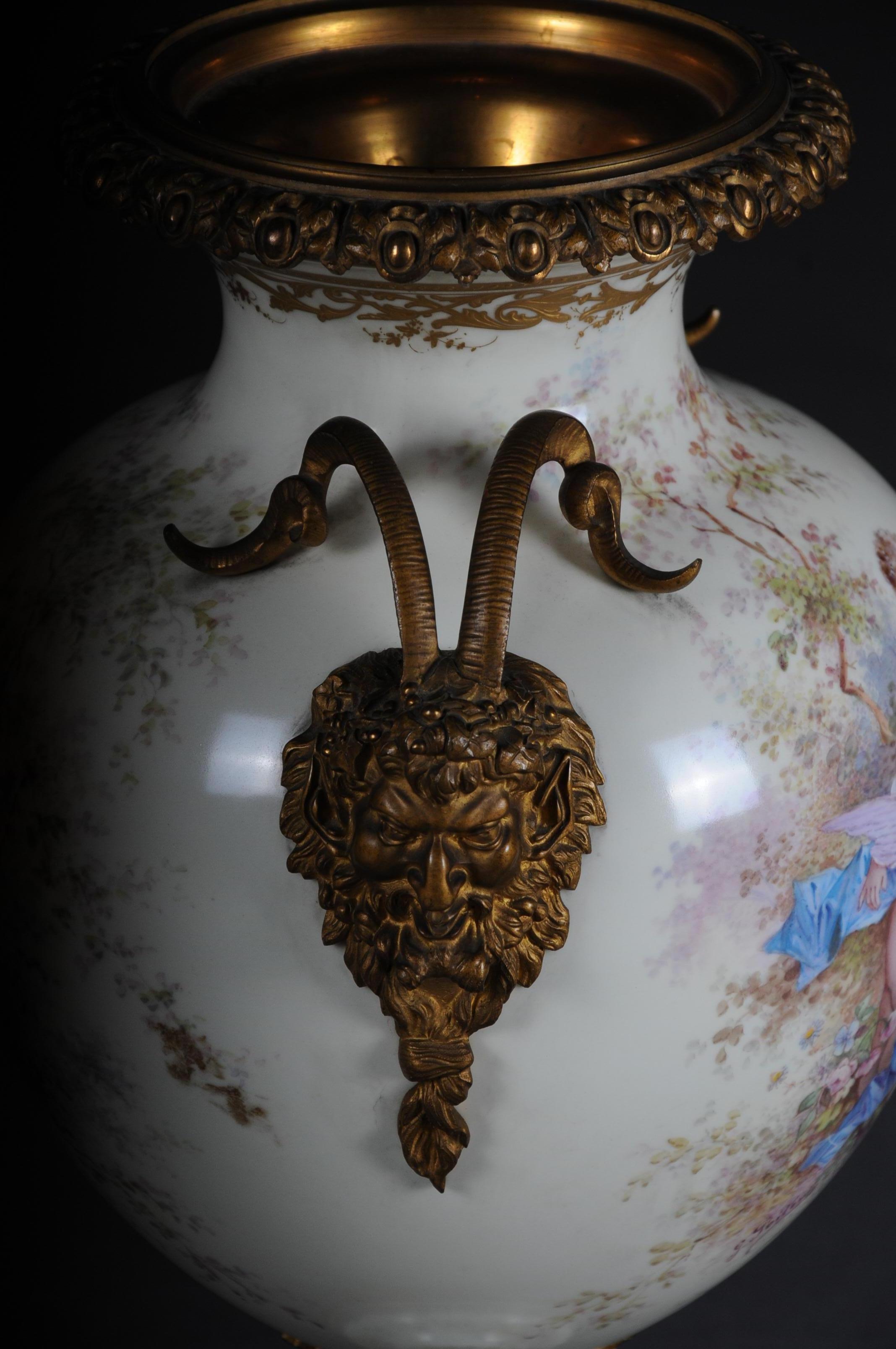 French 19th Century Monumental Sèvres Pomp Vase with Bronze Mounting