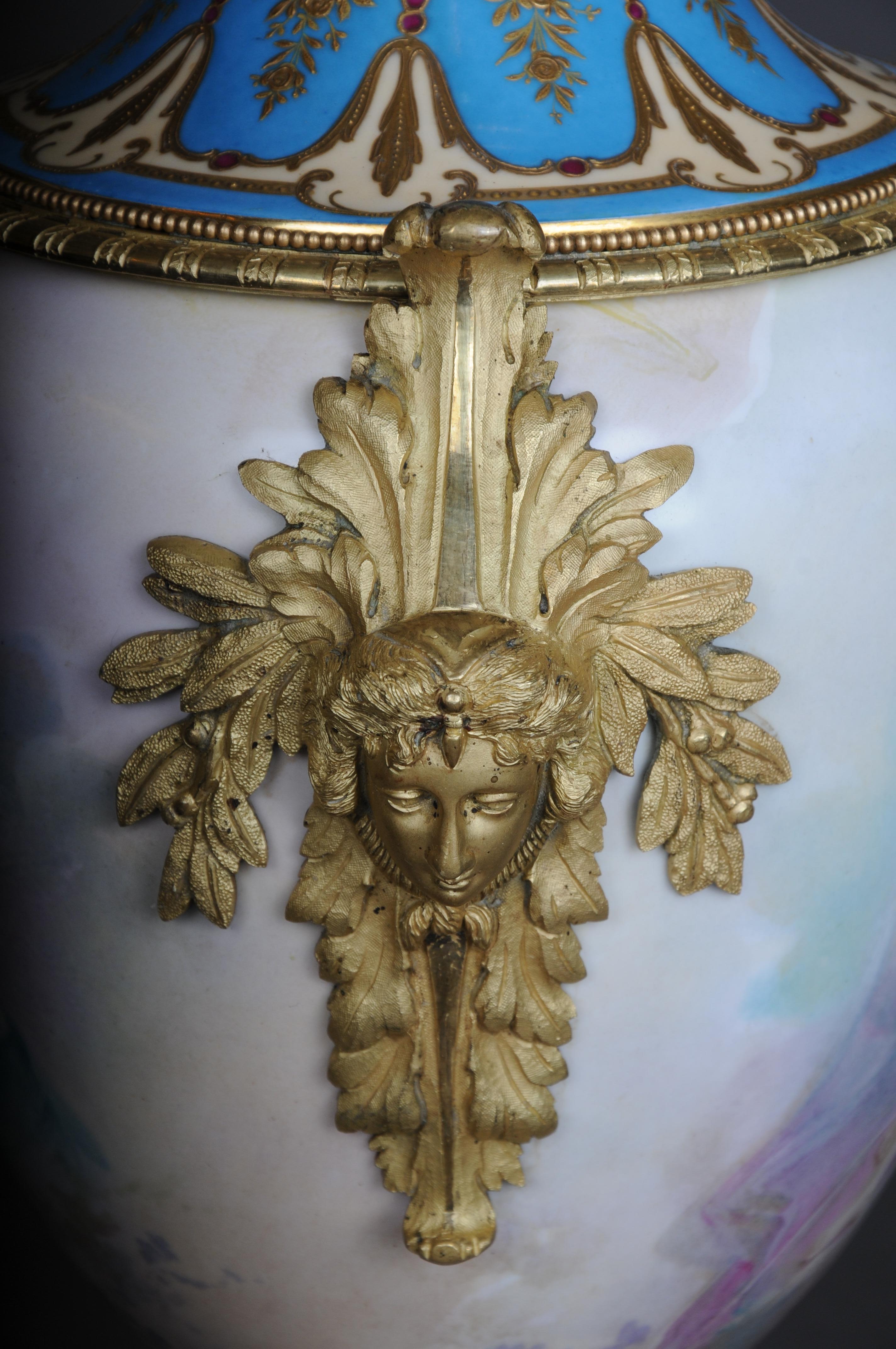 French 19th Century Monumental Sèvres Vase with Bronze Mounting For Sale