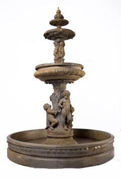 19th Century Monumental Triple-Basin Iron Fountain by Val d'Osne Foundry, France