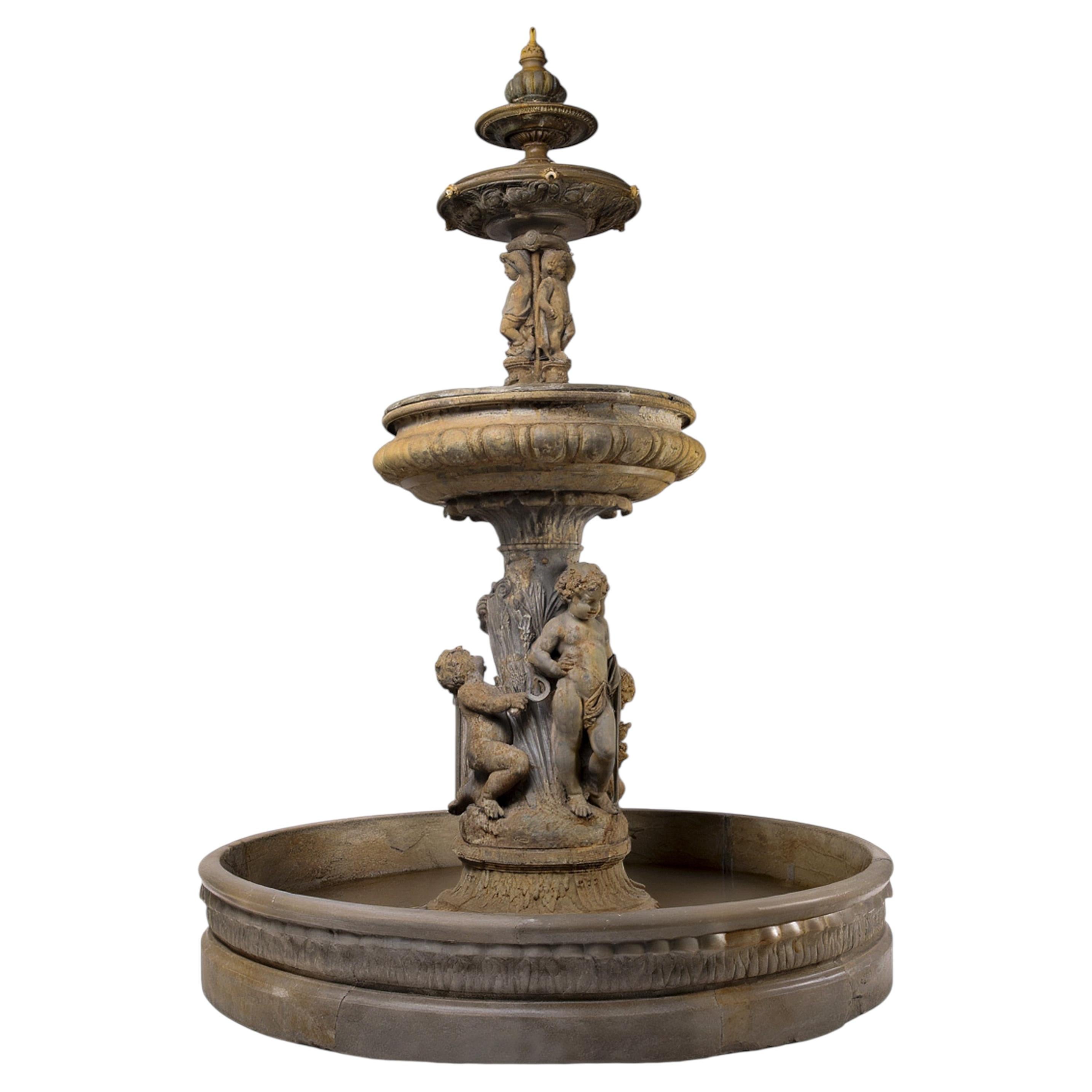 Fontaine monumentale en fer à trois vasques du XIXe siècle par Val D'Osne Foundry, France