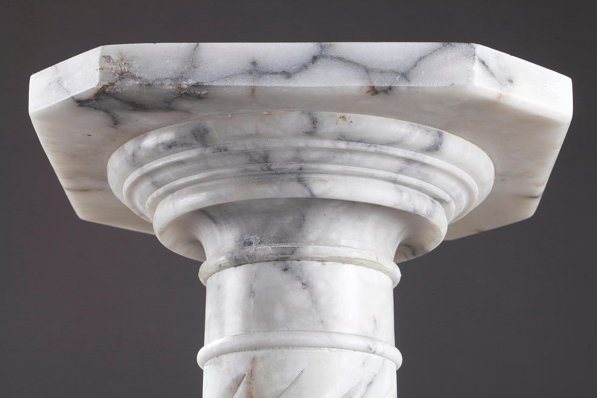 19th Century Monumental White Marble Column Pedestal Stand 4