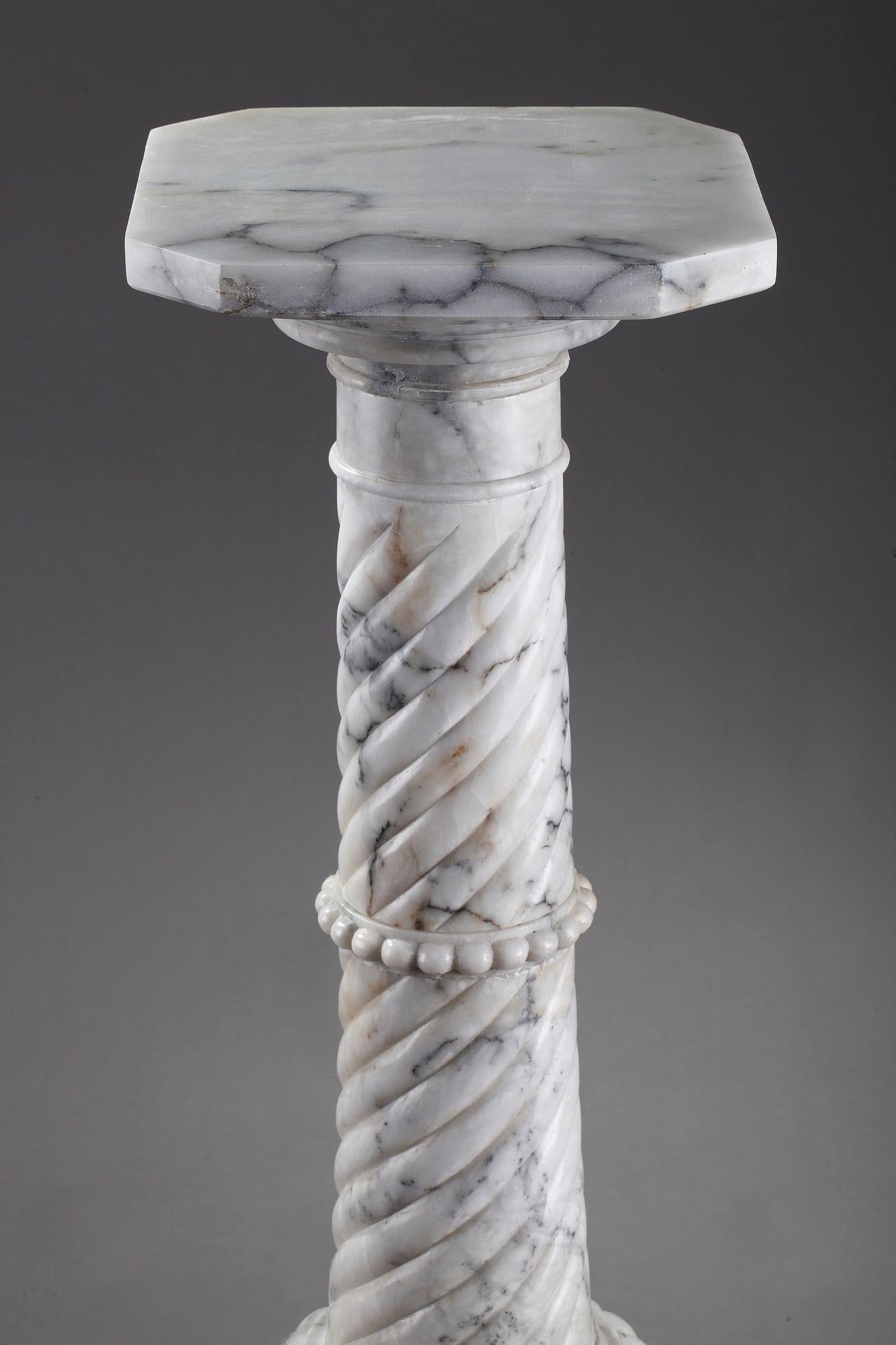 Napoleon III 19th Century Monumental White Marble Column Pedestal Stand