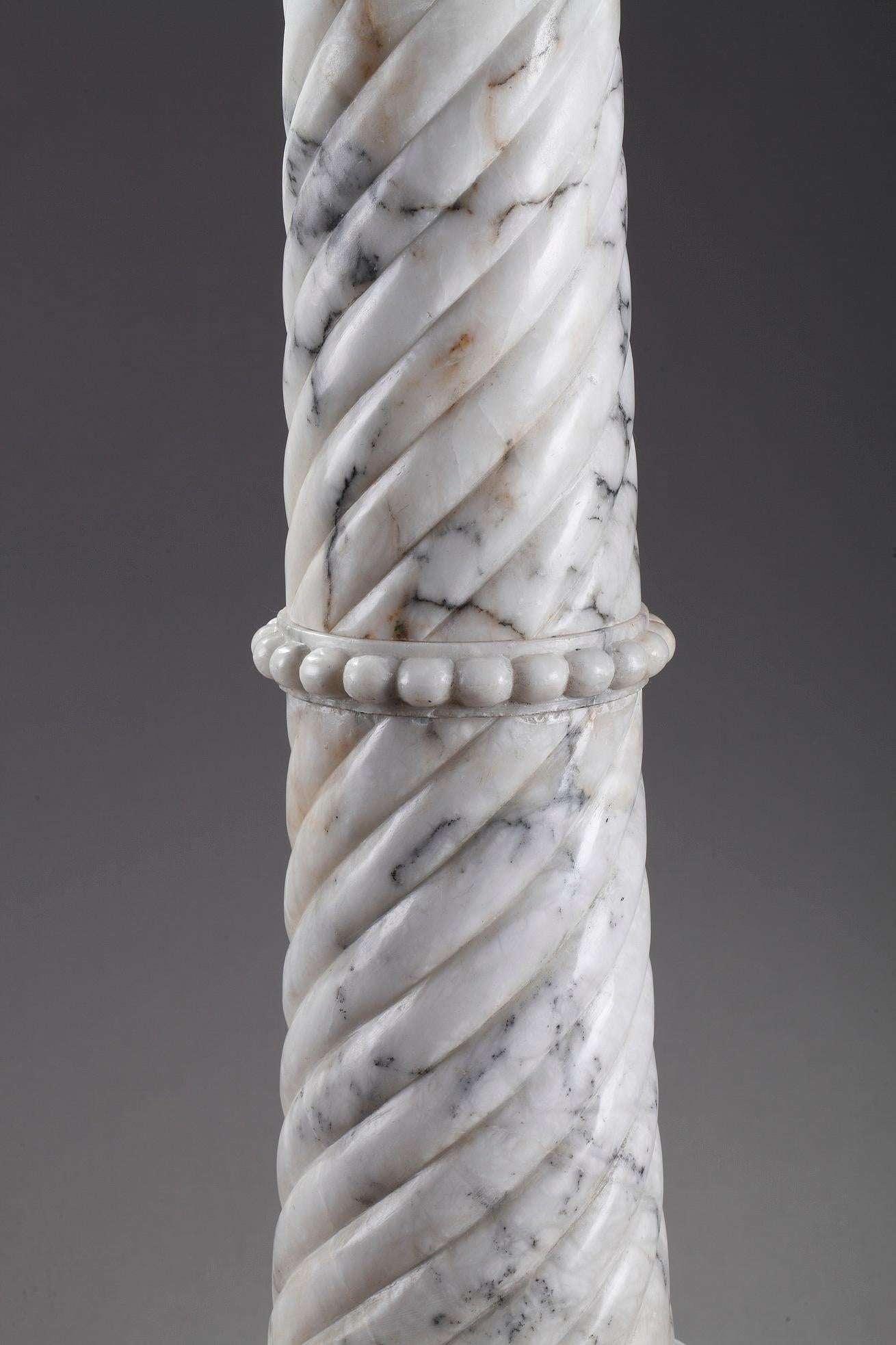 French 19th Century Monumental White Marble Column Pedestal Stand