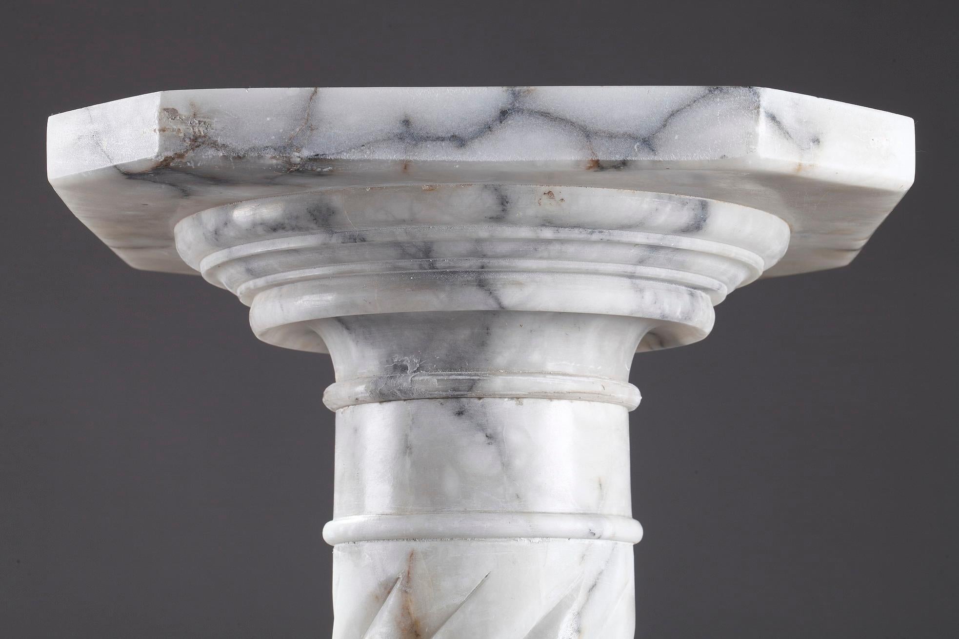 19th Century Monumental White Marble Column Pedestal Stand 2