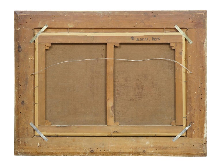 19th Century Moonlight Harbour Oil on Canvas by Albert Berg at 1stDibs