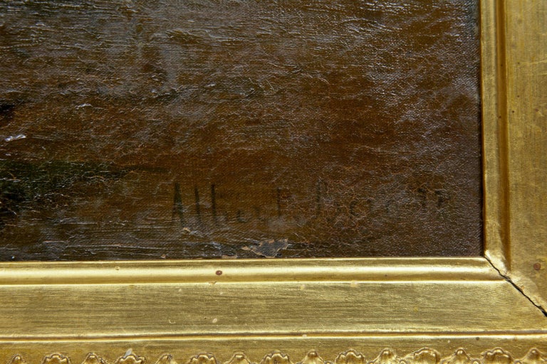 19th Century Moonlight Harbour Oil on Canvas by Albert Berg at 1stDibs