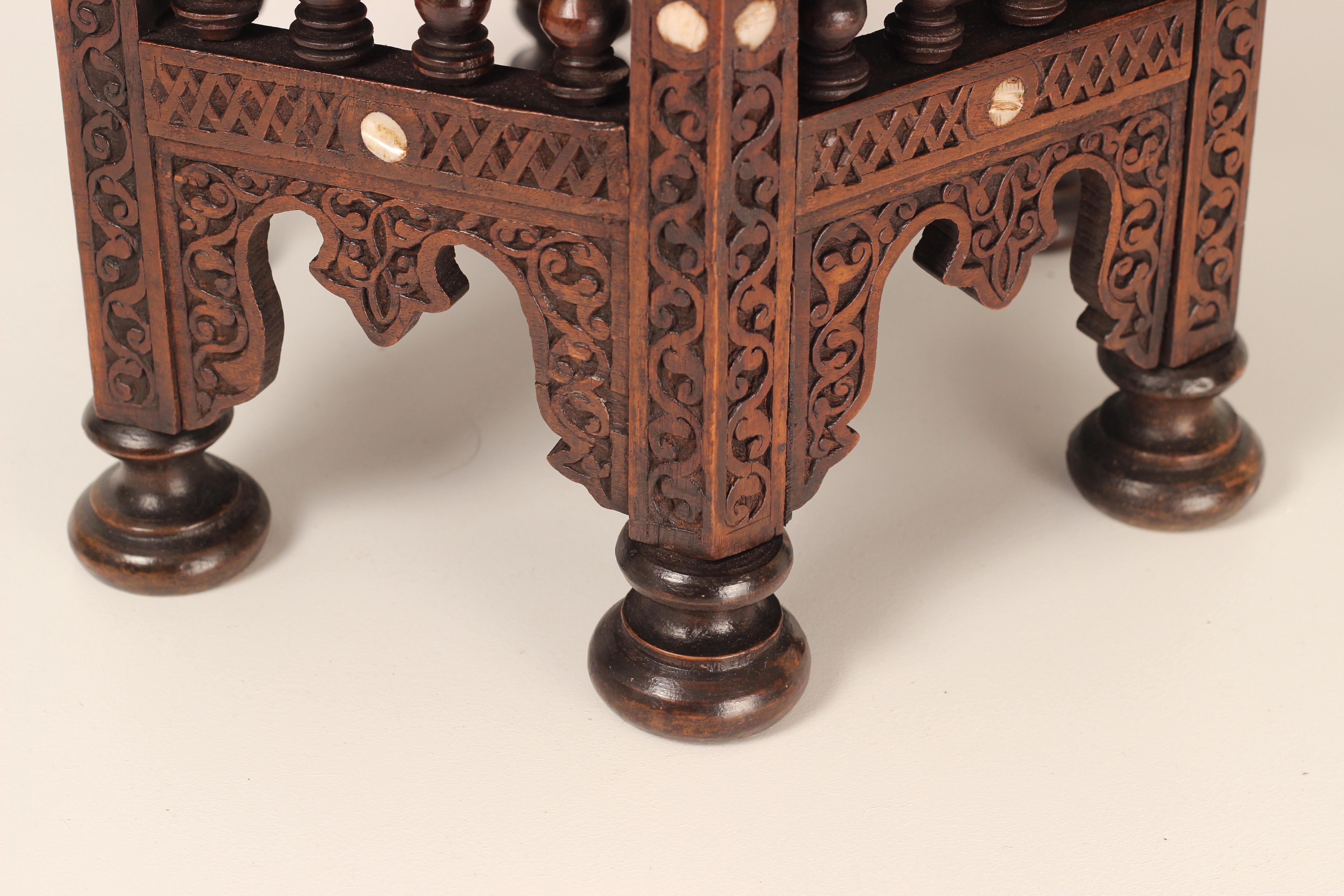 19th Century Moorish Carved Mother-of-Pearl Inlaid Side Table 5