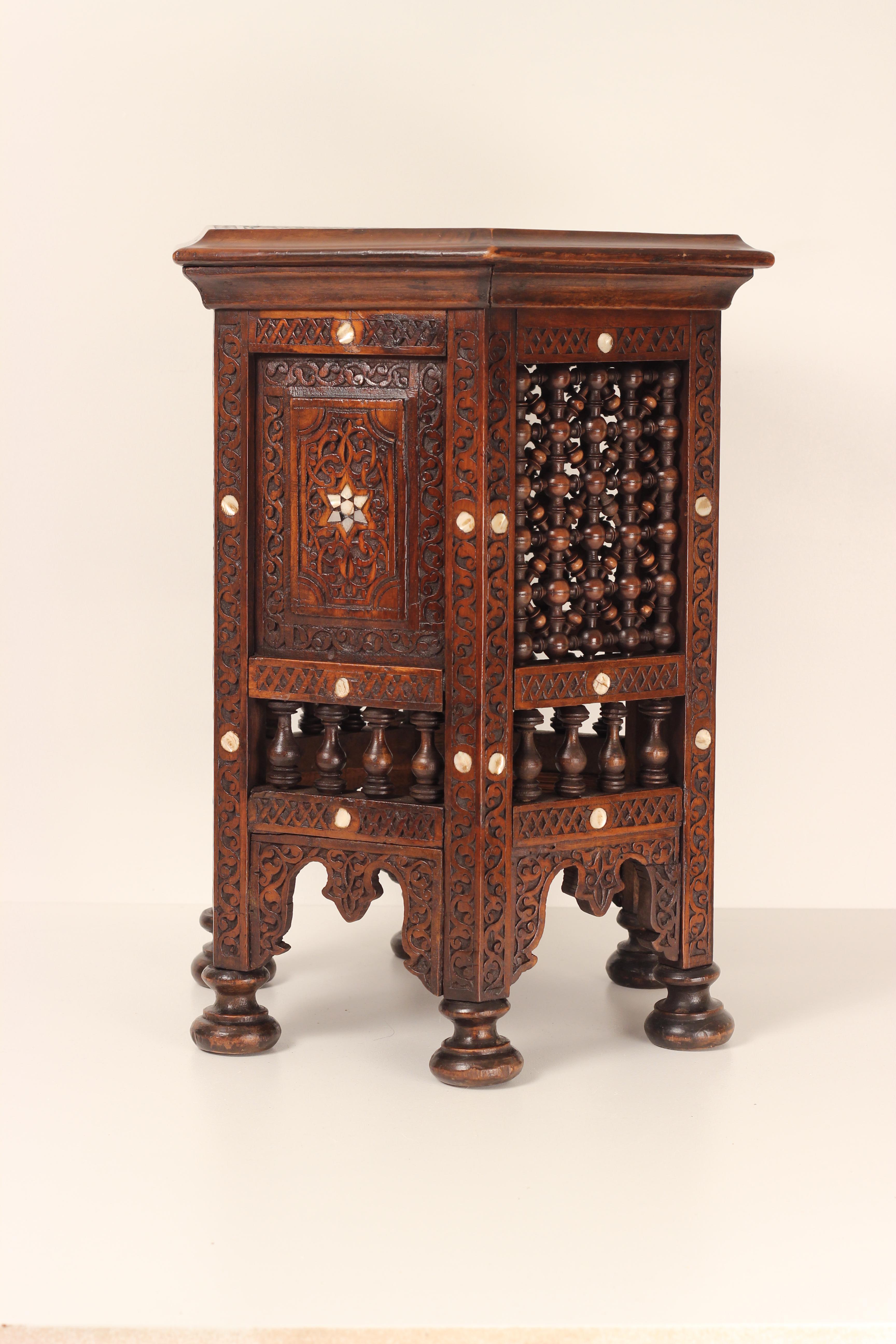 19th Century Moorish Carved Mother-of-Pearl Inlaid Side Table 2