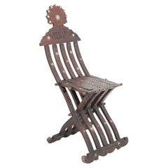 19th Century Moorish Egyptian Pearl Inlaid Folding Chair