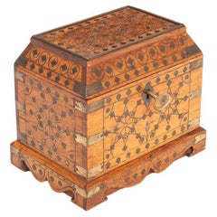 Antique 19th Century Moorish Inlaid Tea Caddy 