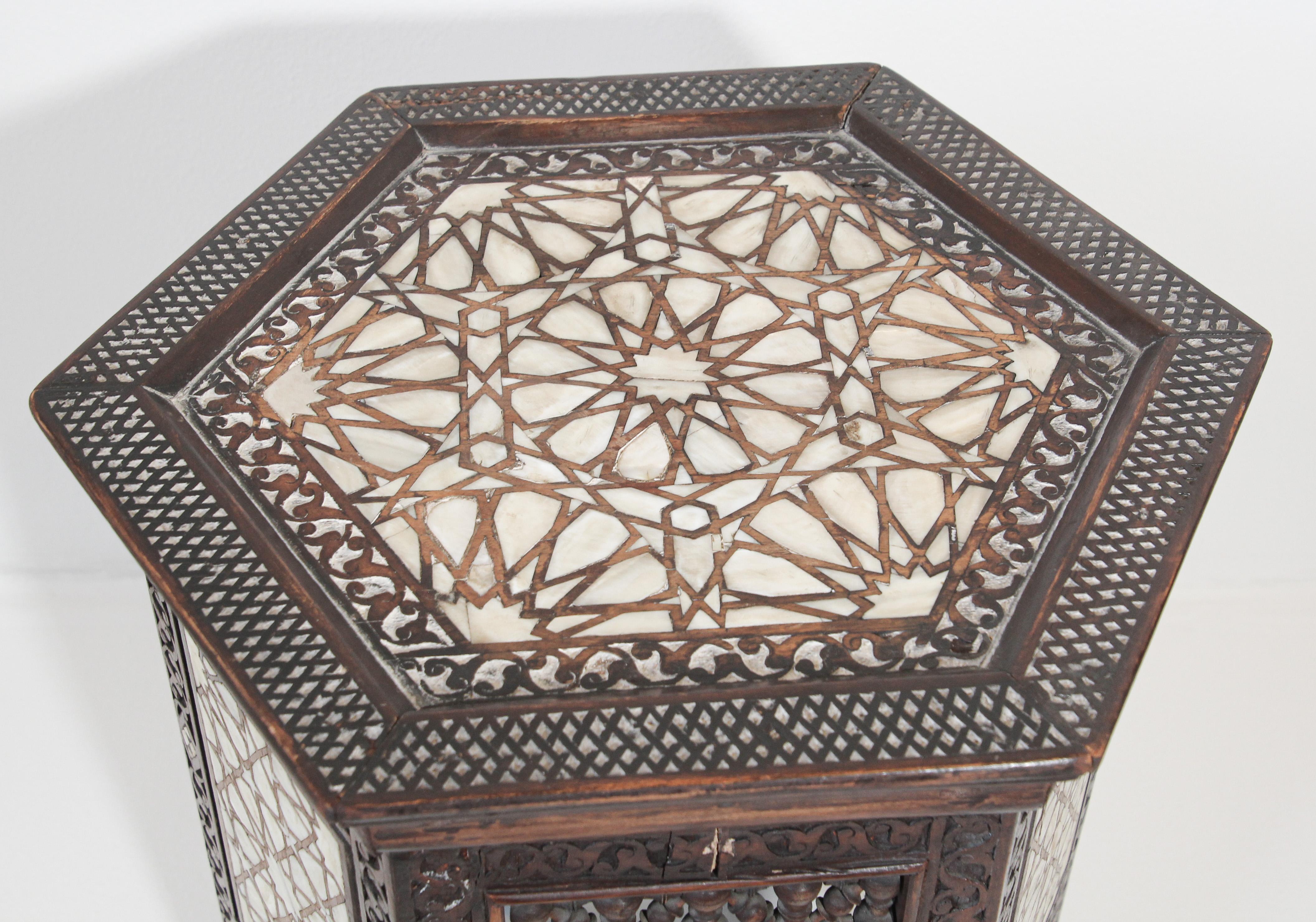 Lebanese 19th Century Moorish Mother-of-pearl Inlaid Side Table