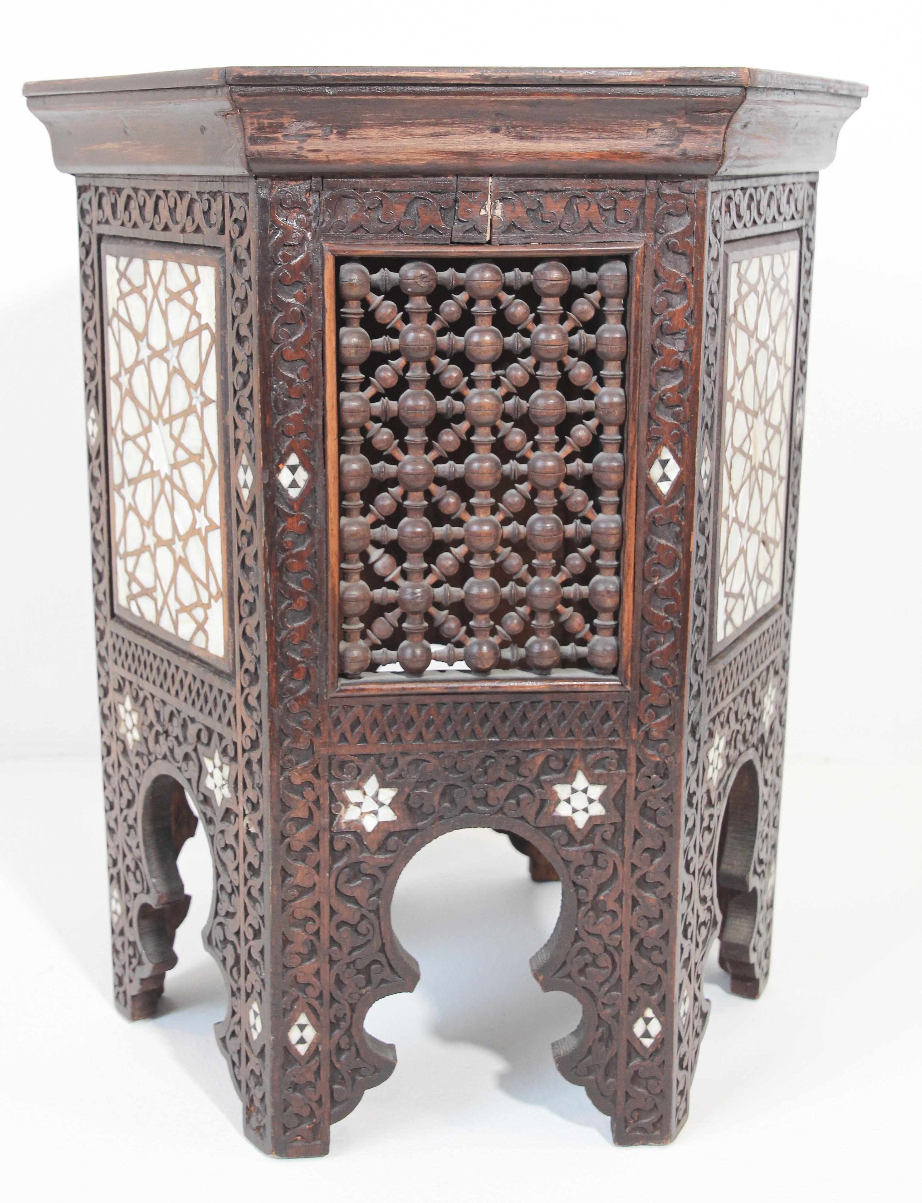 Mother-of-Pearl 19th Century Moorish Mother-of-pearl Inlaid Side Table