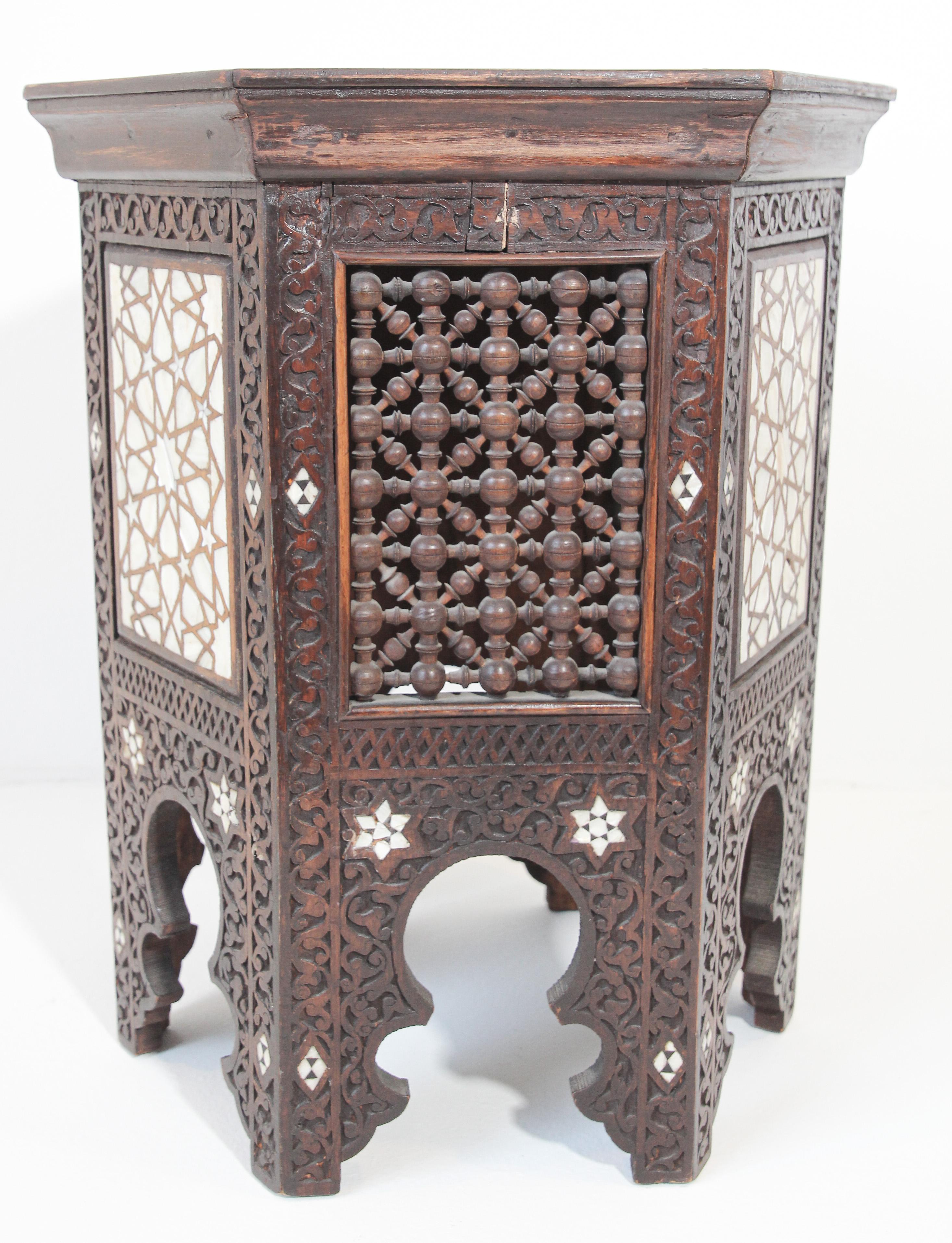 Wood 19th Century Moorish Mother-of-pearl Inlaid Side Table