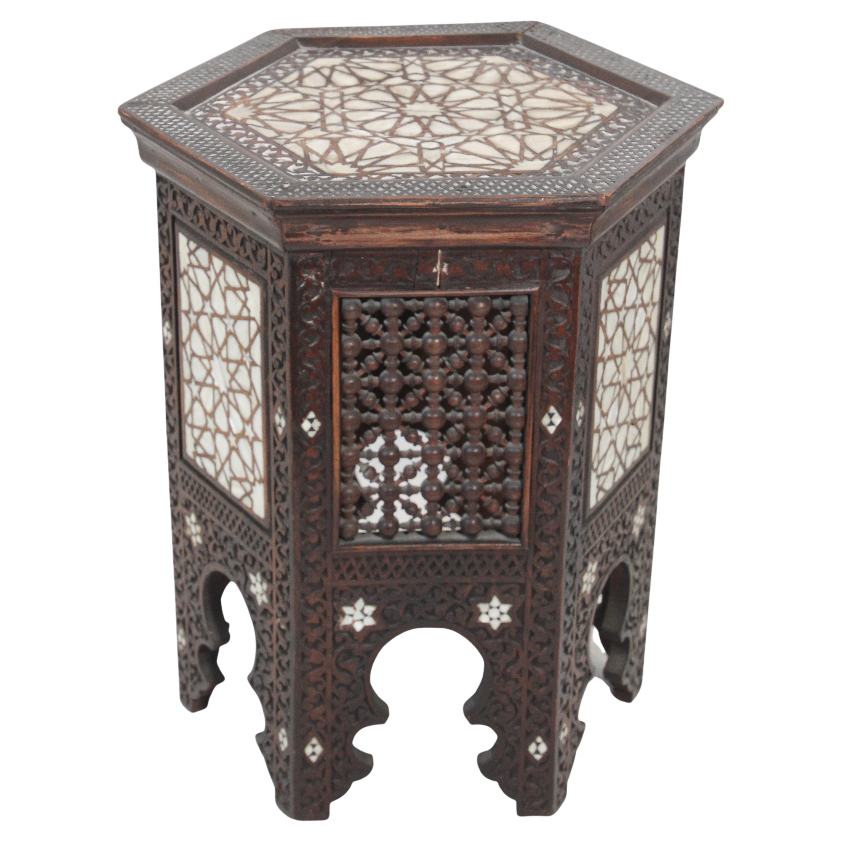 19th Century Moorish Mother-of-pearl Inlaid Side Table