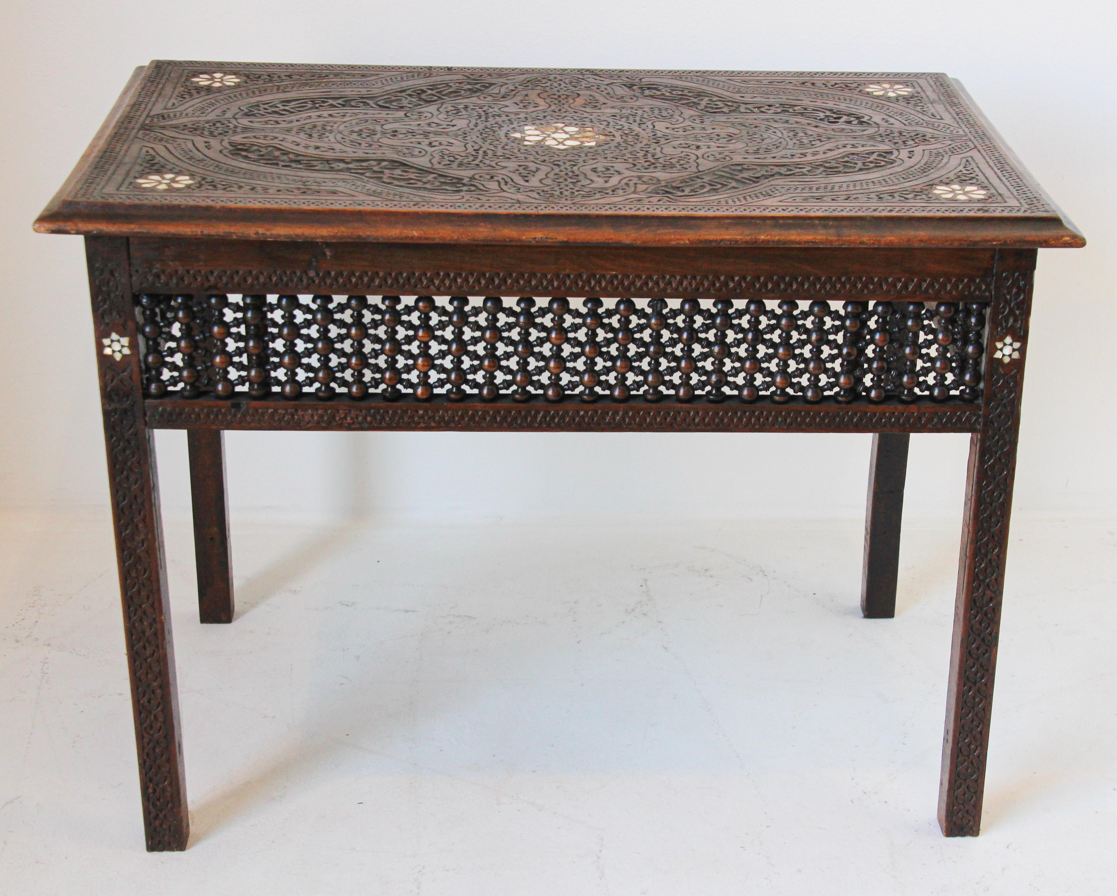 19th Century Moorish Tea Table Inlaid with Mother of Pearl 12