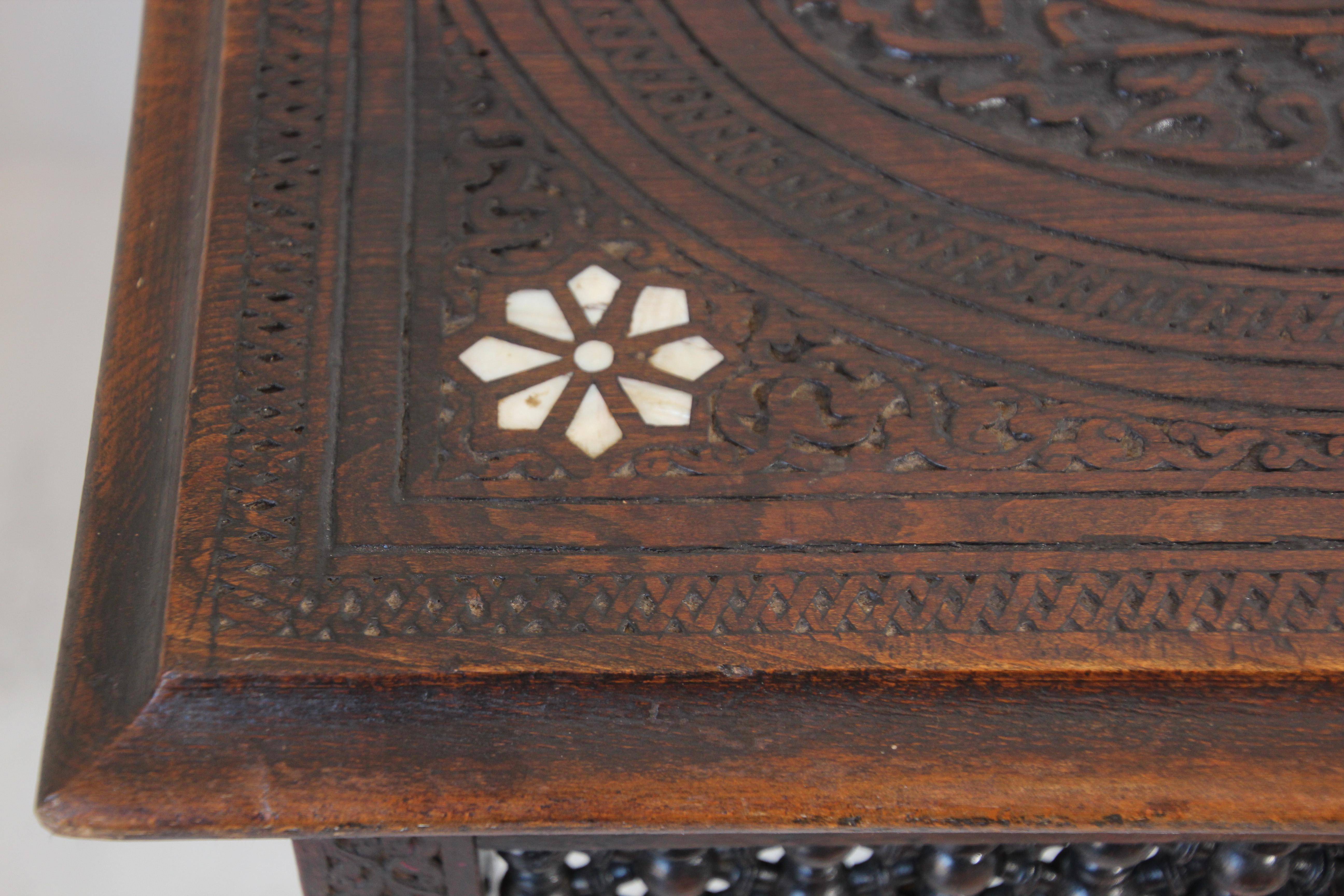 Shell 19th Century Moorish Tea Table Inlaid with Mother of Pearl