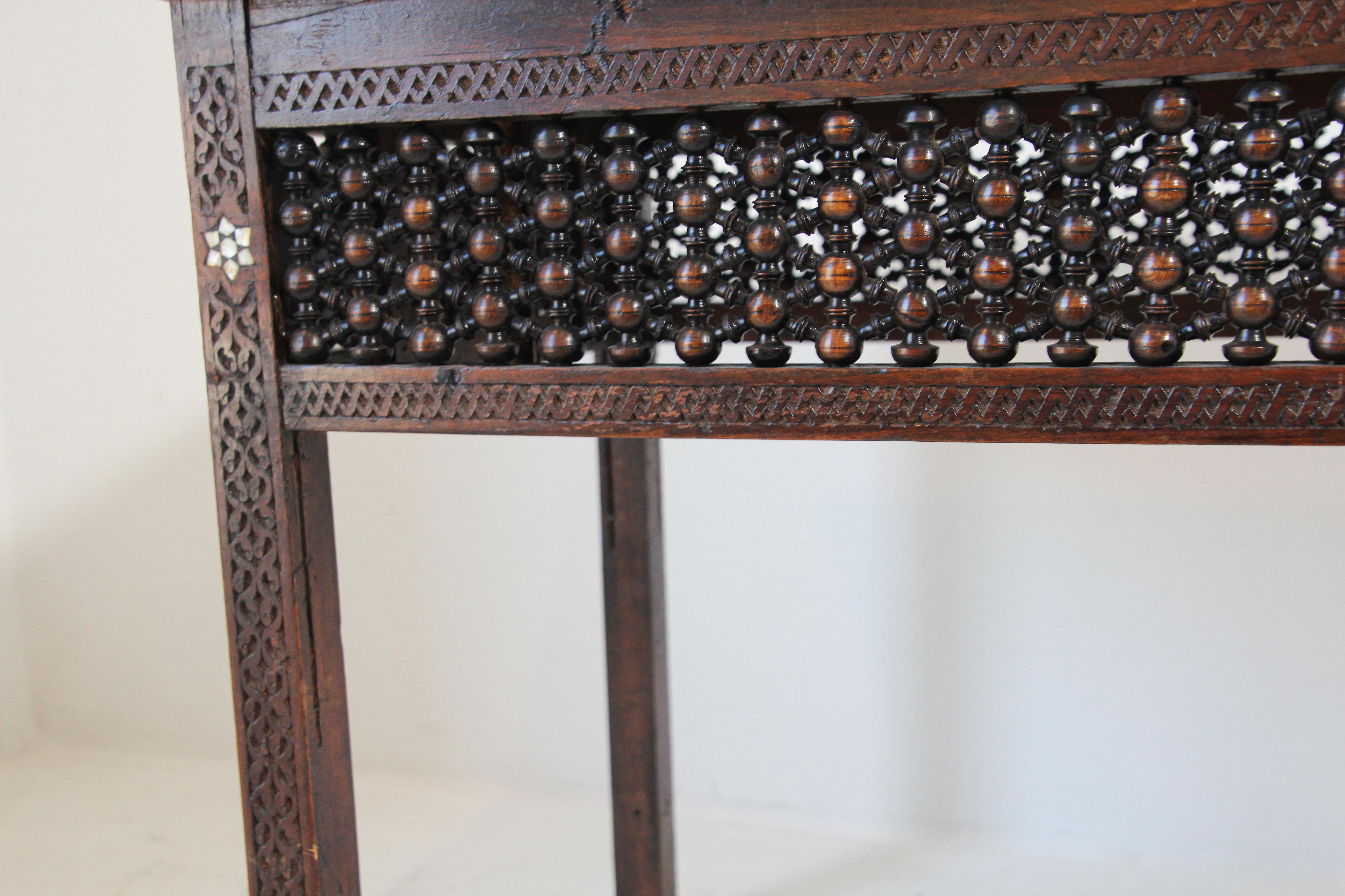 19th Century Moorish Tea Table Inlaid with Mother of Pearl 3