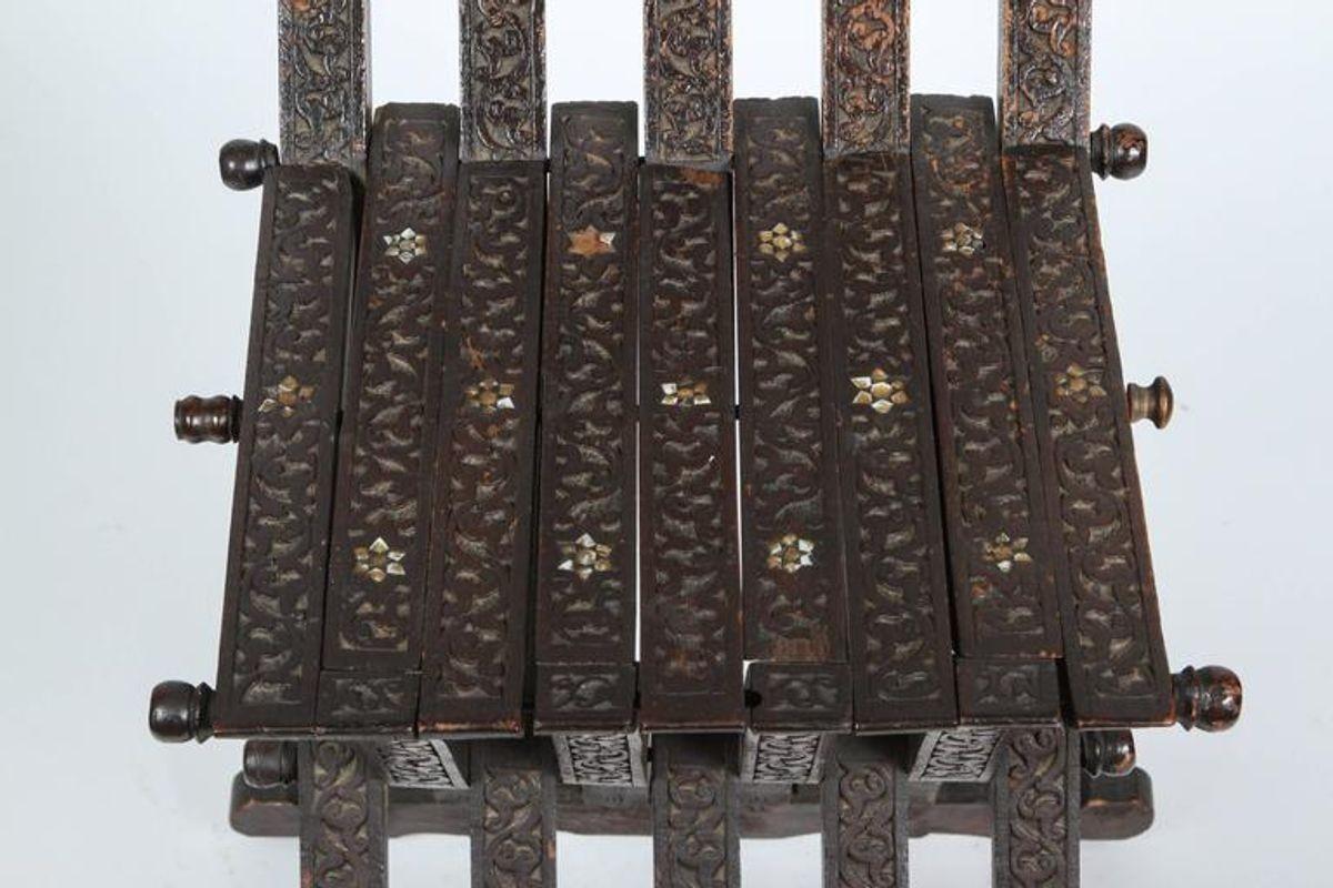 19th Century Moorish Wood Inlaid Folding Chair For Sale 3