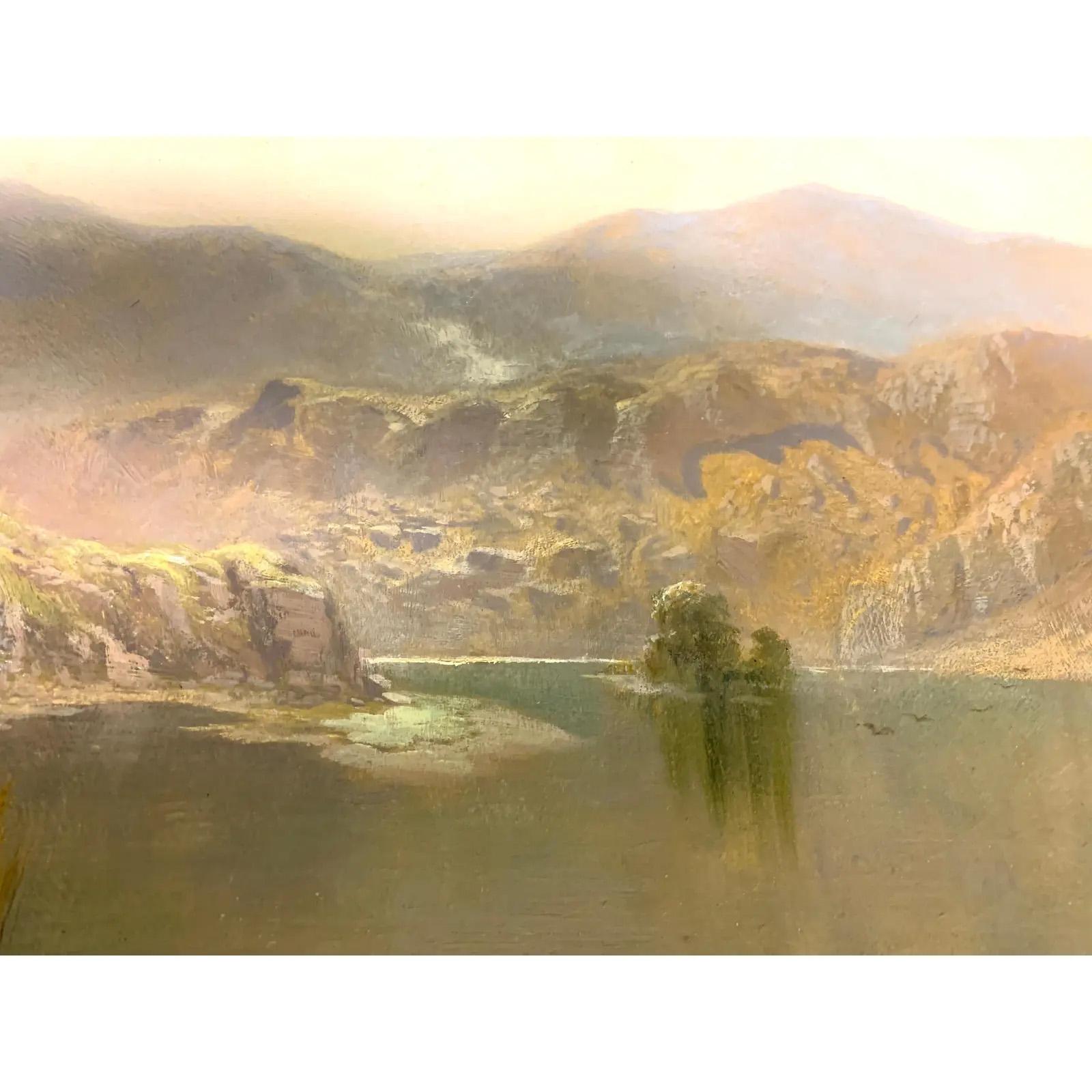 Una pintura de paisaje titulada 