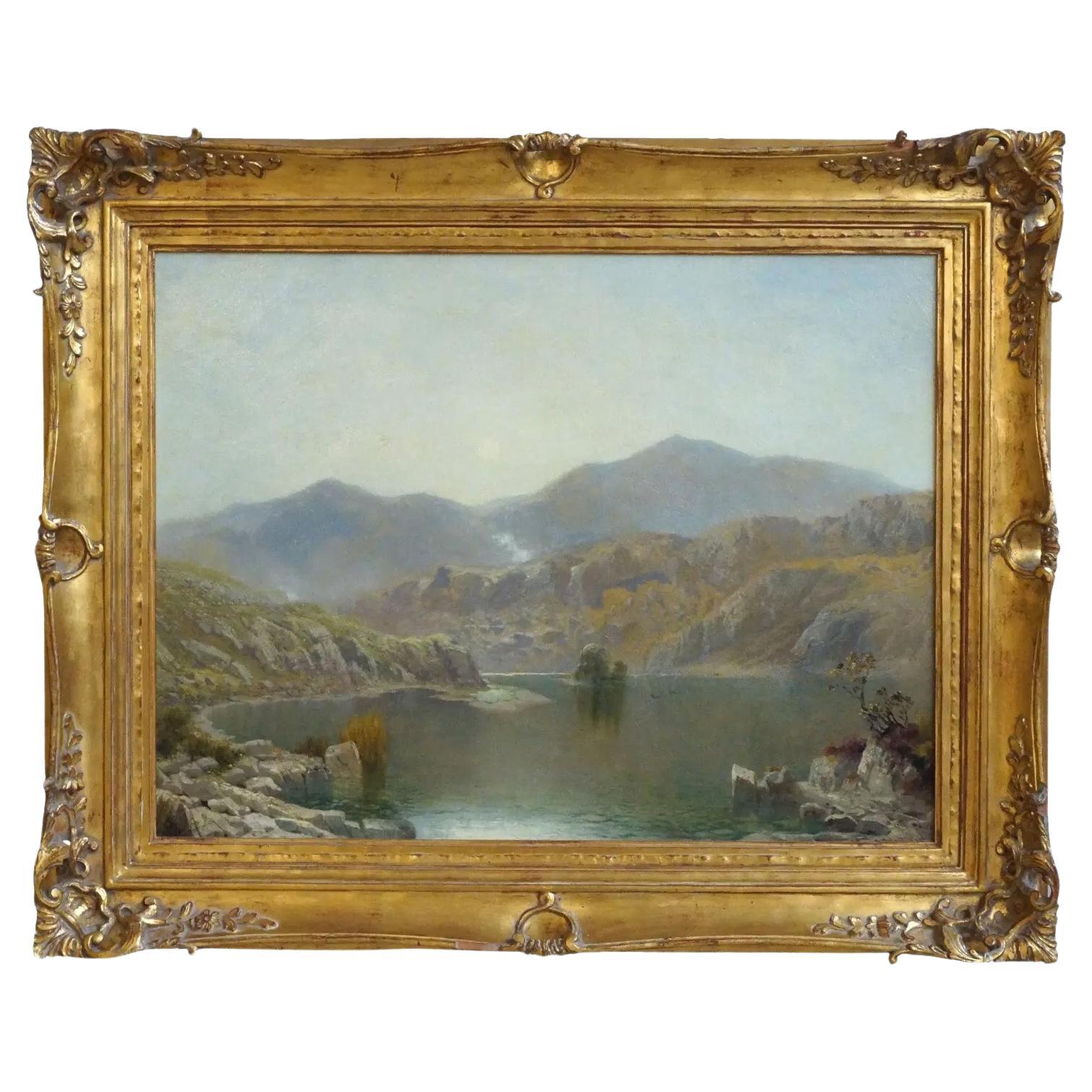 19th Century "Morning In Wales" by J. P. Pollitt Oil on Canvas