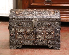 19th Century Moroccan Gothic Repousse Silver and Gilt Copper Treasure Chest