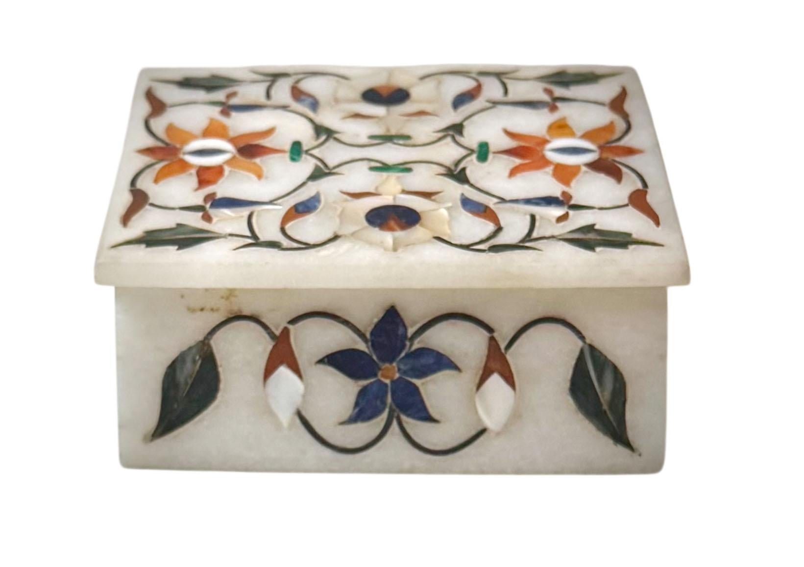 19th Century Moroccan Inlaid Marble Box