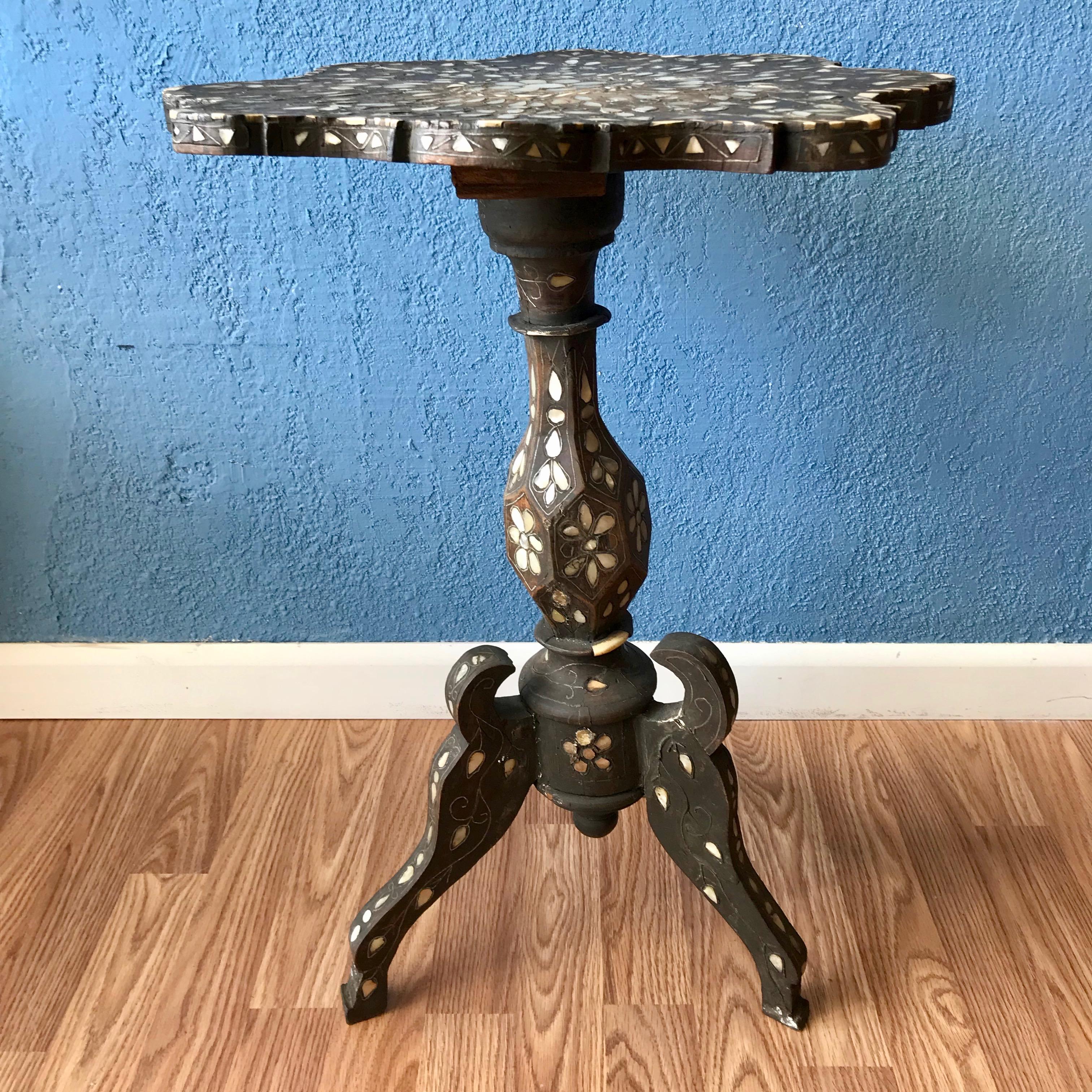 19TH Century Moroccan Inlaid Tea Table In Good Condition In West Palm Beach, FL