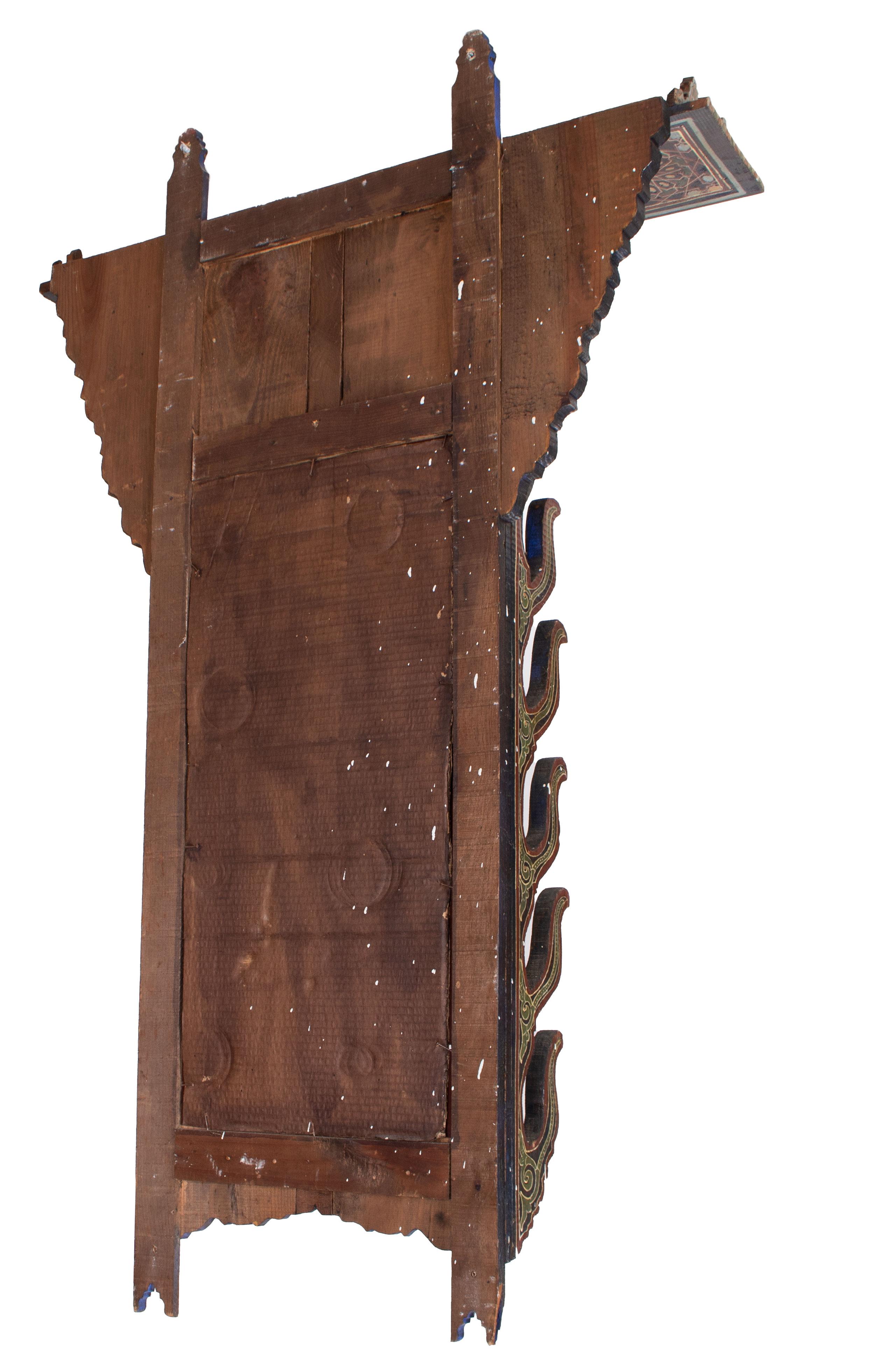 19th Century Moroccan Painted Wood Wall Mirror 6