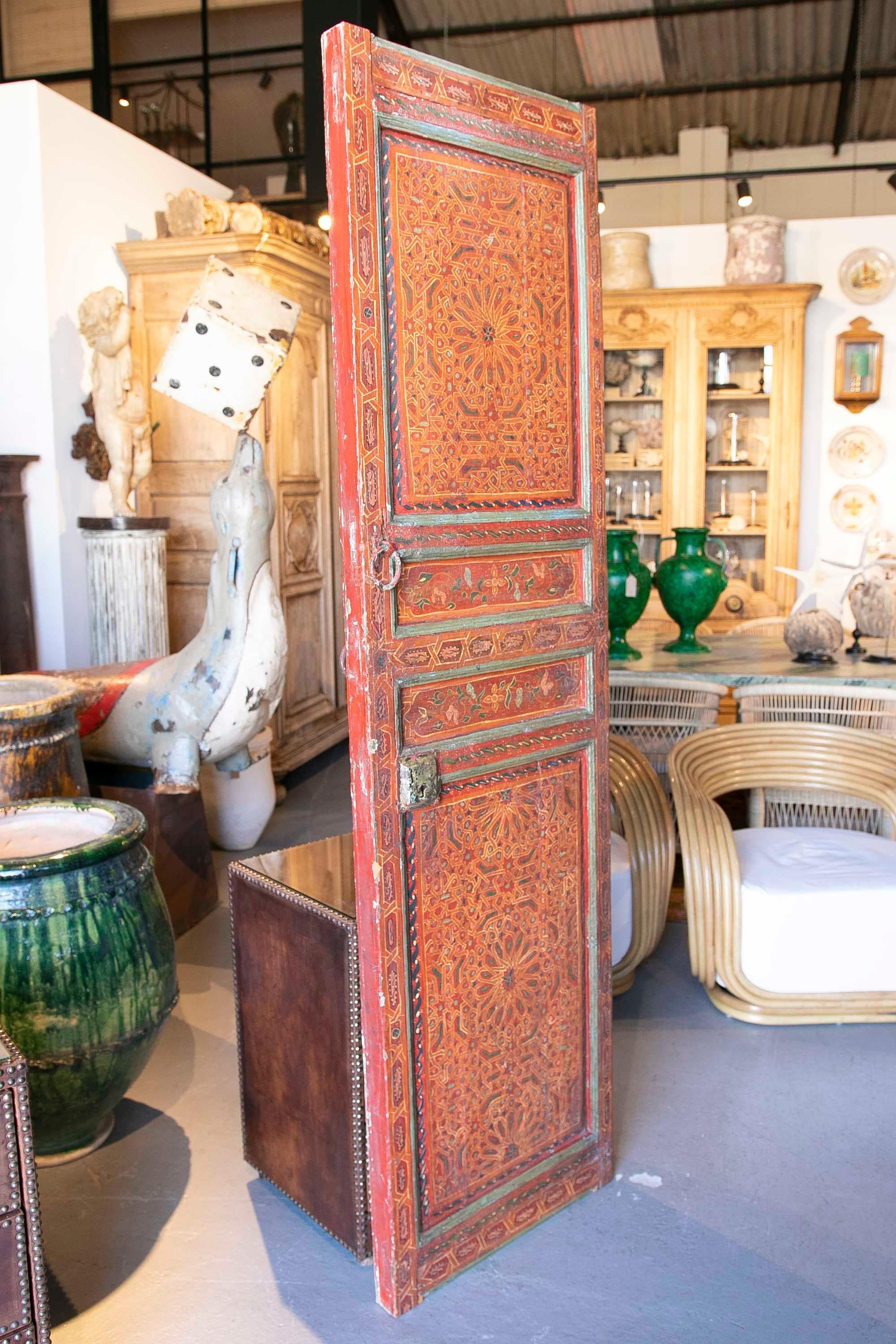 19th Century Moroccan Pair of Polychrome Doors with Original Iron Fittings 13